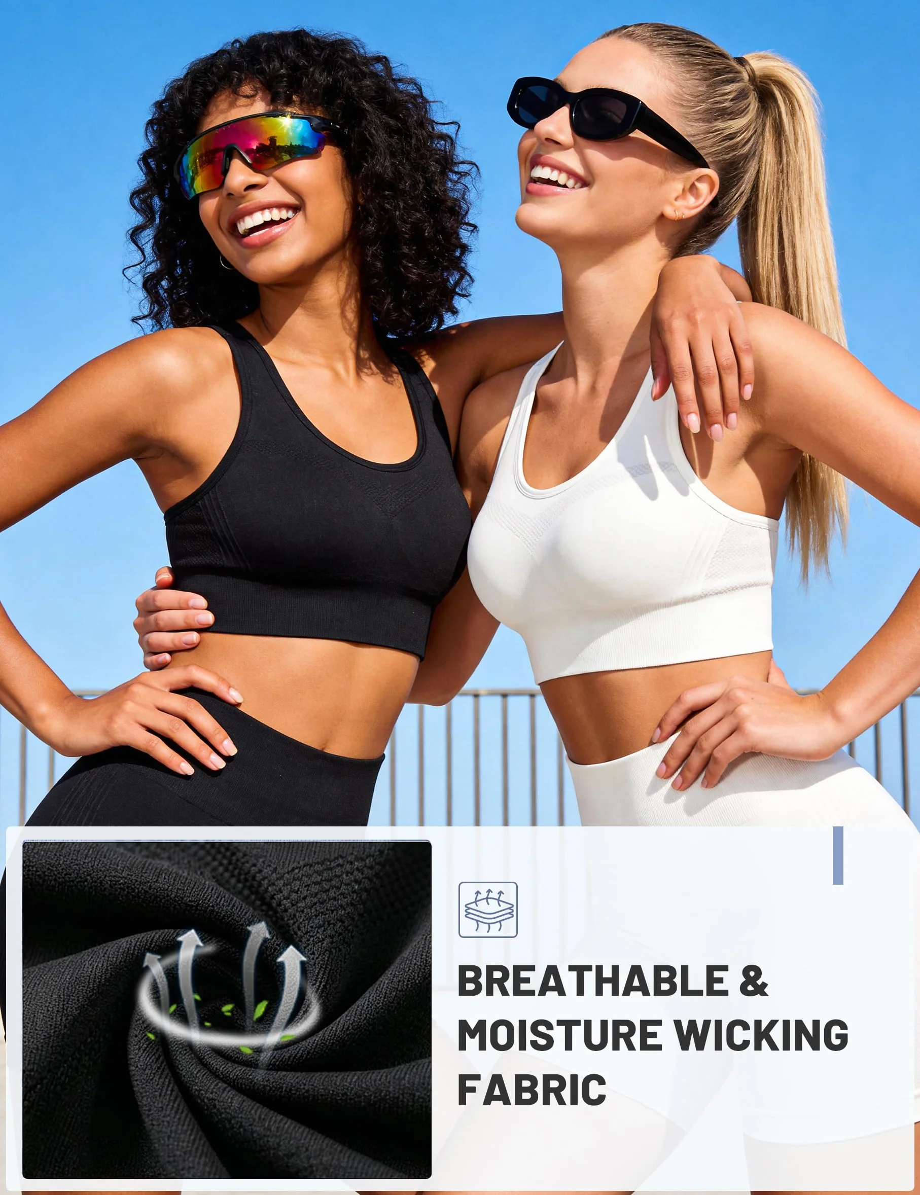 Litherday Sujetador Deportivo Mujer Alto Impacto sin Aros con Almohadillas Extraíbles Push Up para Yoga Running Fitness Tallas S-XXL