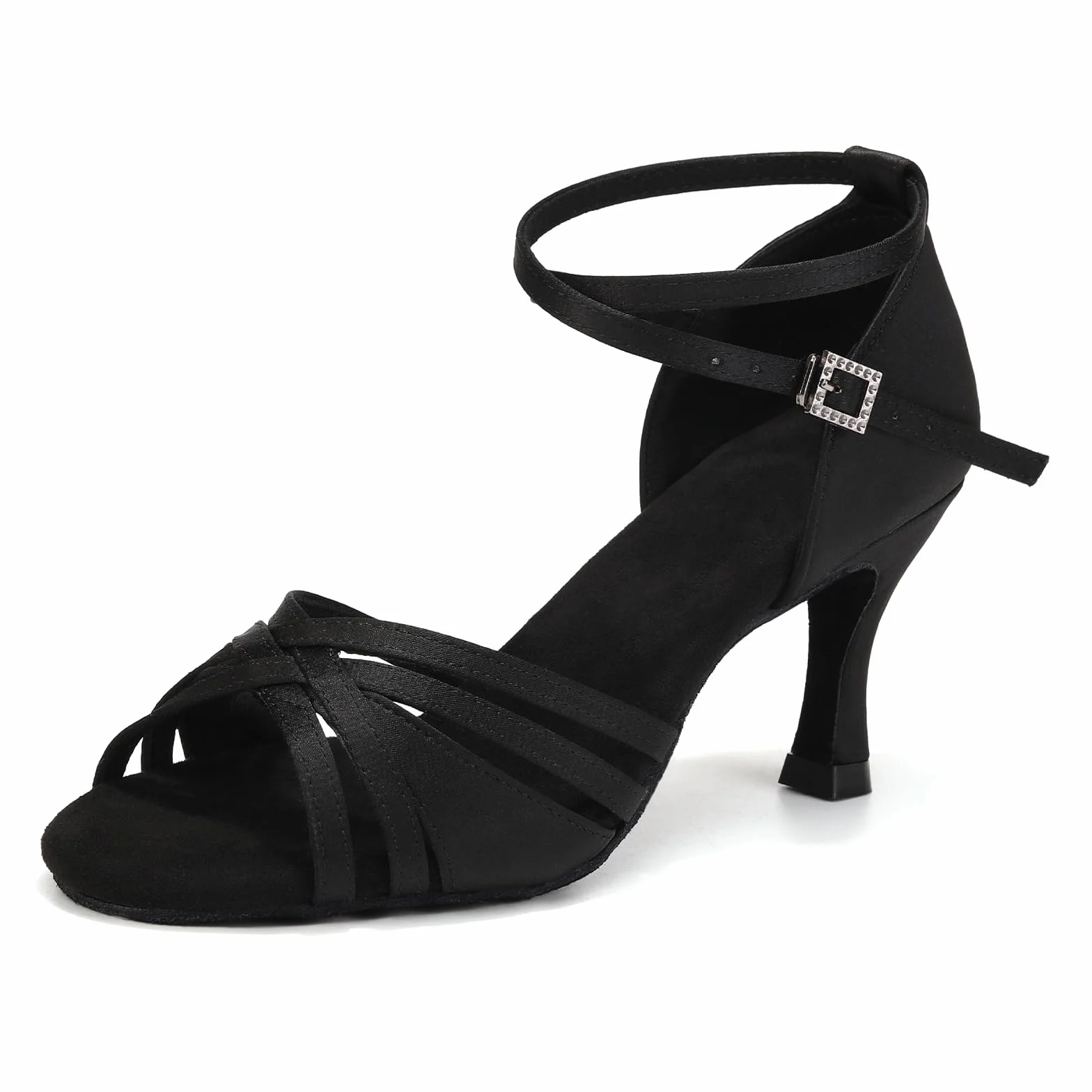 Zapatos de Baile Latino Mujer Satin Profesional Salsa Tango 7.5cm Tacón Modelo L3049