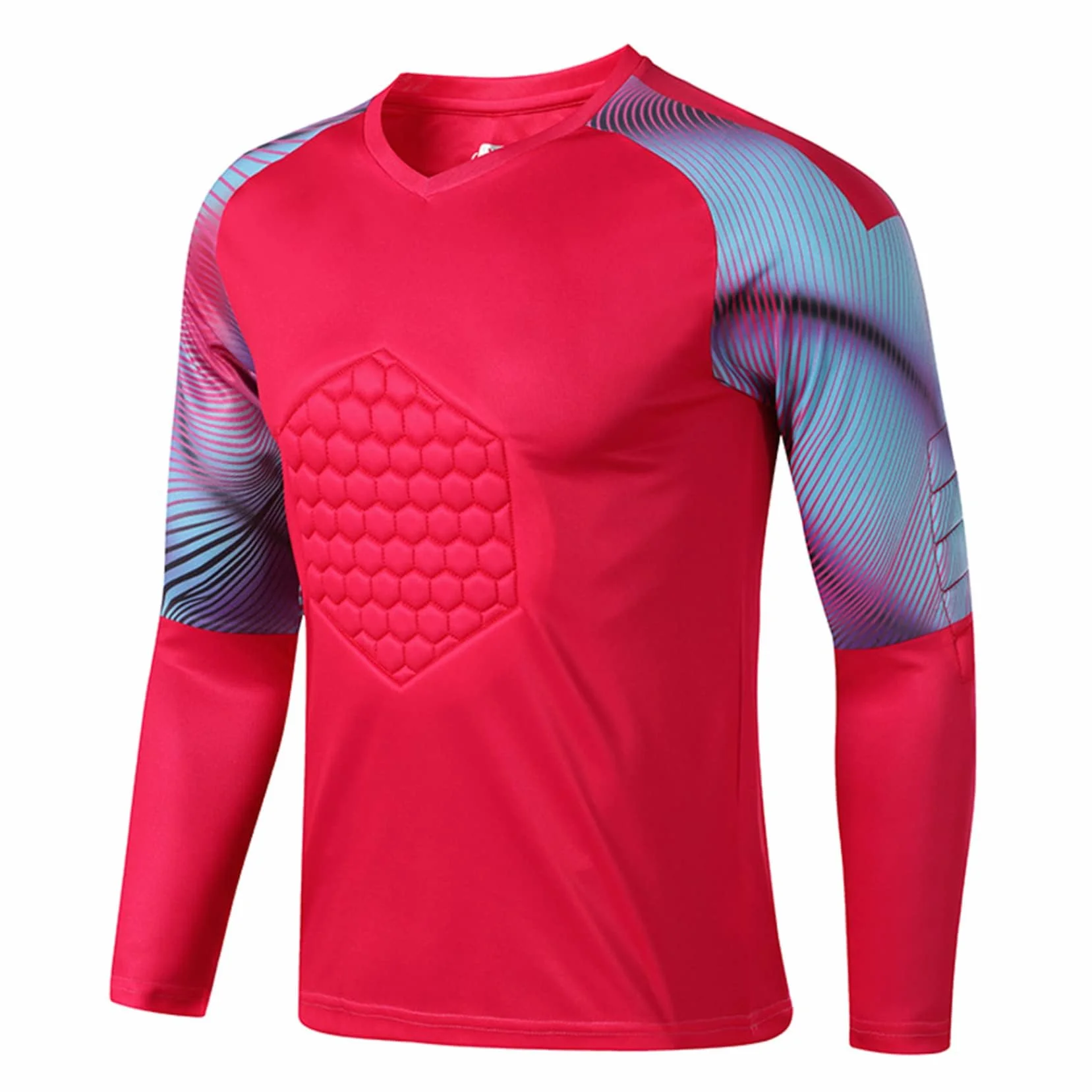 Camiseta acolchada de portero para hombre, uniforme de fútbol de manga larga, esponja protectora
