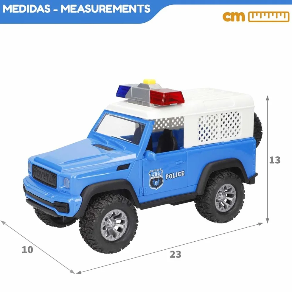 ColorBaby Speed & Go Coche policía Juguete, con Luces y Sonidos, Puertas Apertura Manual, Sistema de fricción, Escala 1:16, para niños a Partir de 3 años (39053)