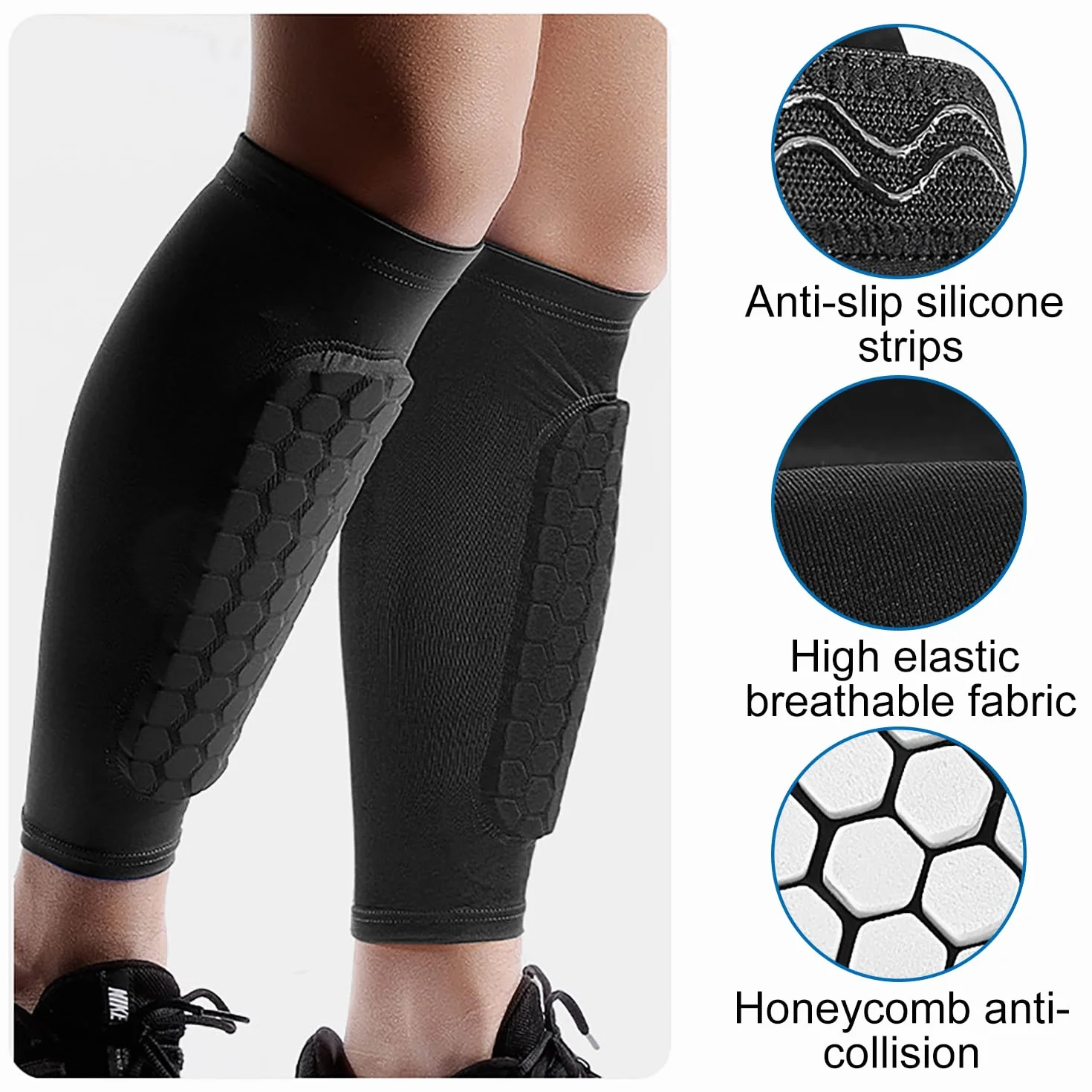 Protectores Tibias de Fútbol Espinilleras para Esquiar Funda Protección Pantorrillas Baloncesto Deportes