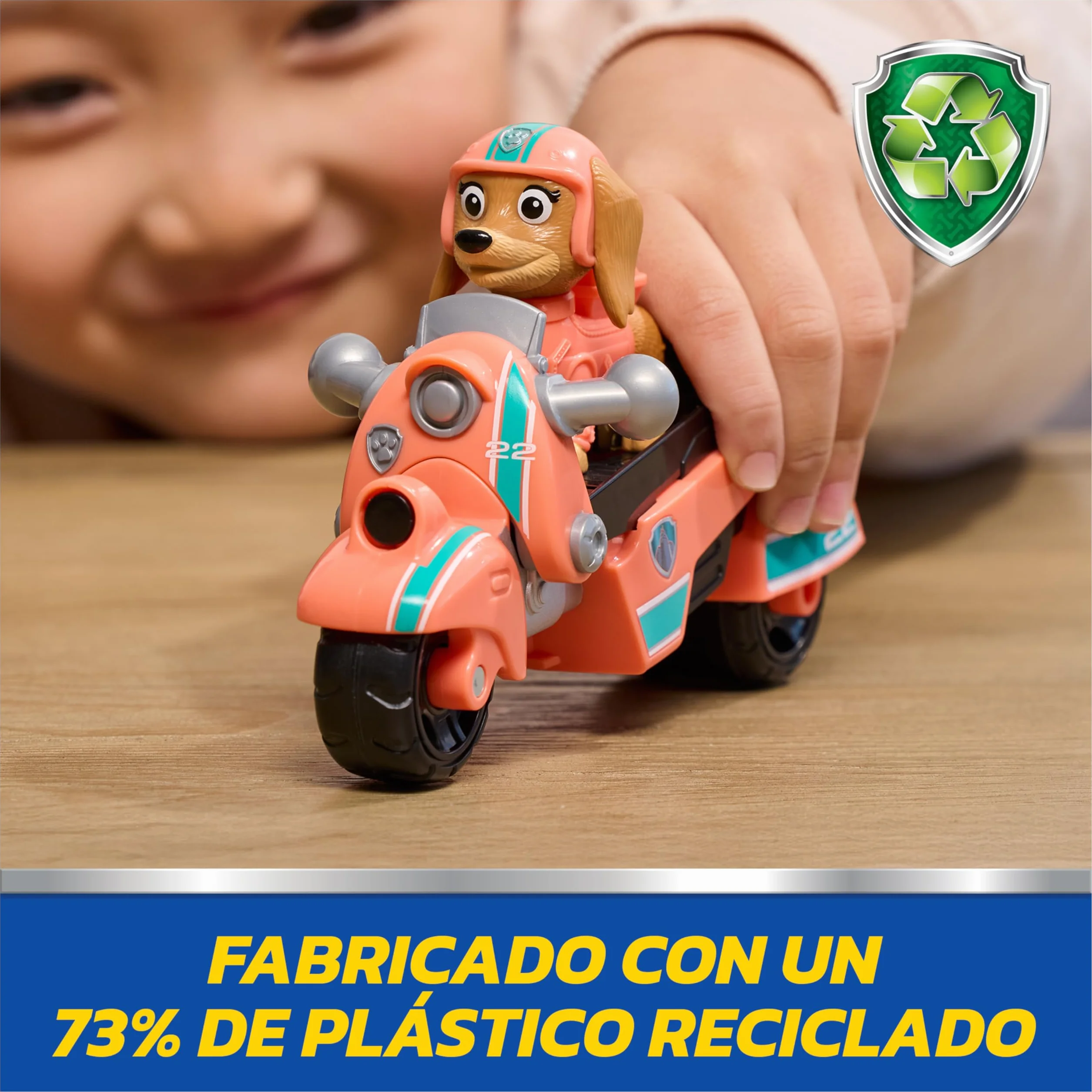 Paw Patrol Patrulla Canina Pack Moto de Rescate y Figura Liberty, Juguetes Plástico Reciclado Regalo Niño 3 años+