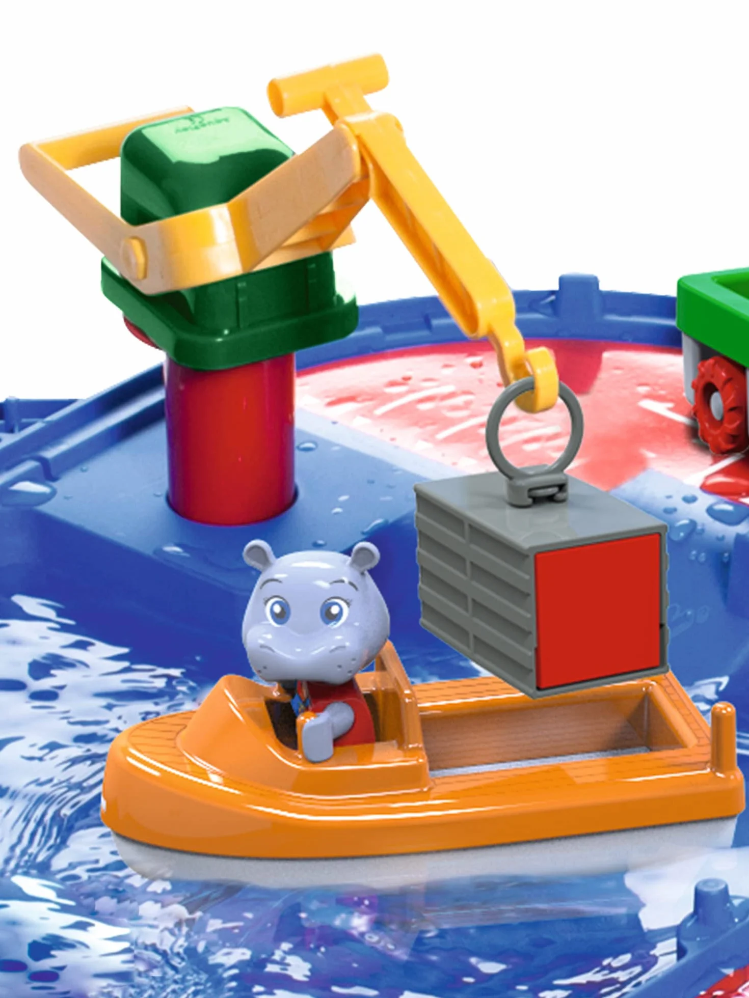 AquaPlay - 8700001501- Circuito de Juego acuático Start Set 21 Piezas - con Barco portacontenedores, vehículo Anfibio y Figura