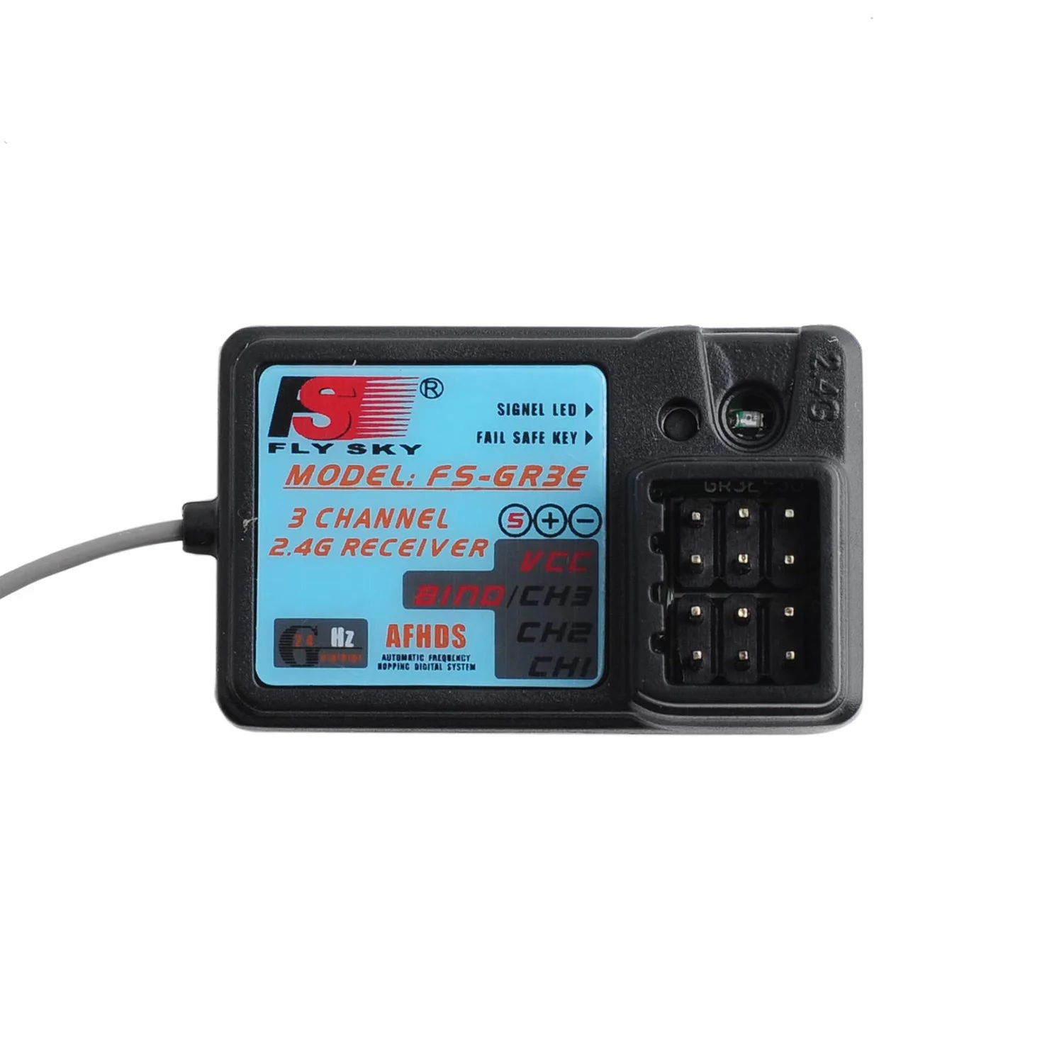 Flysky - Receptor FS-GR3E, resistente al agua, 3 canales, frecuencia 2.4G, receptor de 5 V CC para FS-GT2 FS-GT2B FS-GT3B FS-GT3C FZ-IT4S RC transmisor de barco Geekstory