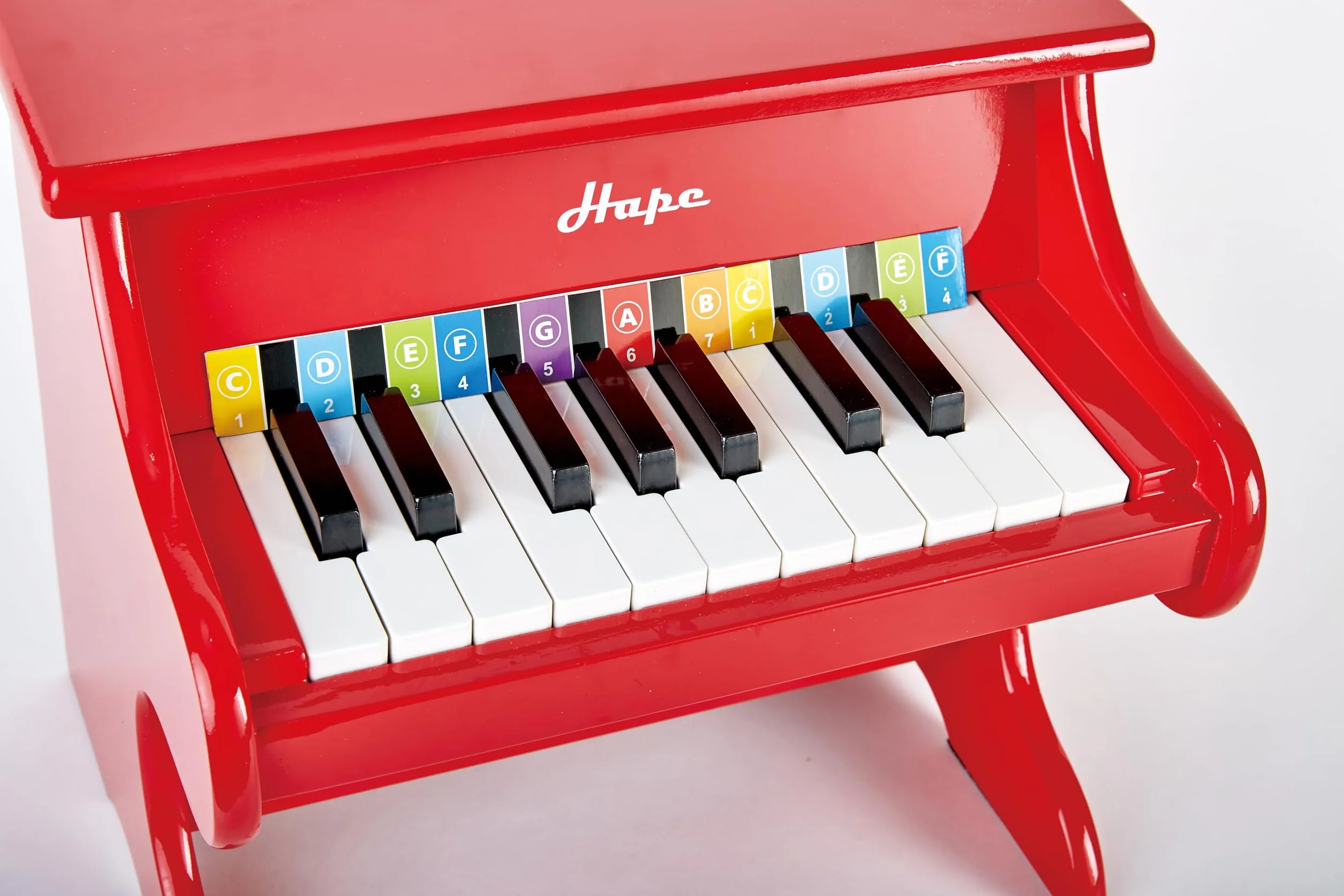 Hape Mini Piano, Mini Instrumento Musical de Madera de Juguete con 18 Teclas, Rojo