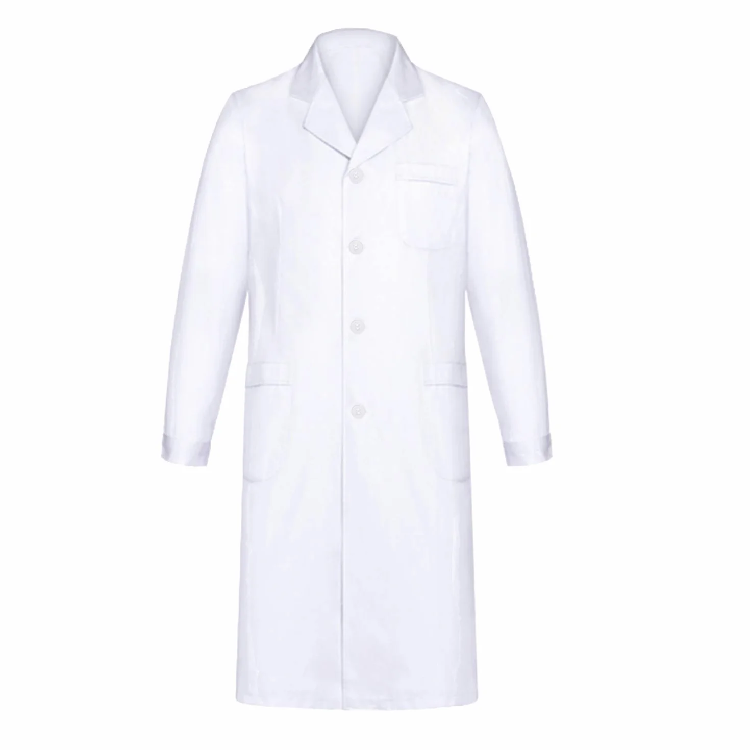 Bata Laboratorio Médico Blanco Larga para Hombres y Mujeres Uniformes Sanitarios