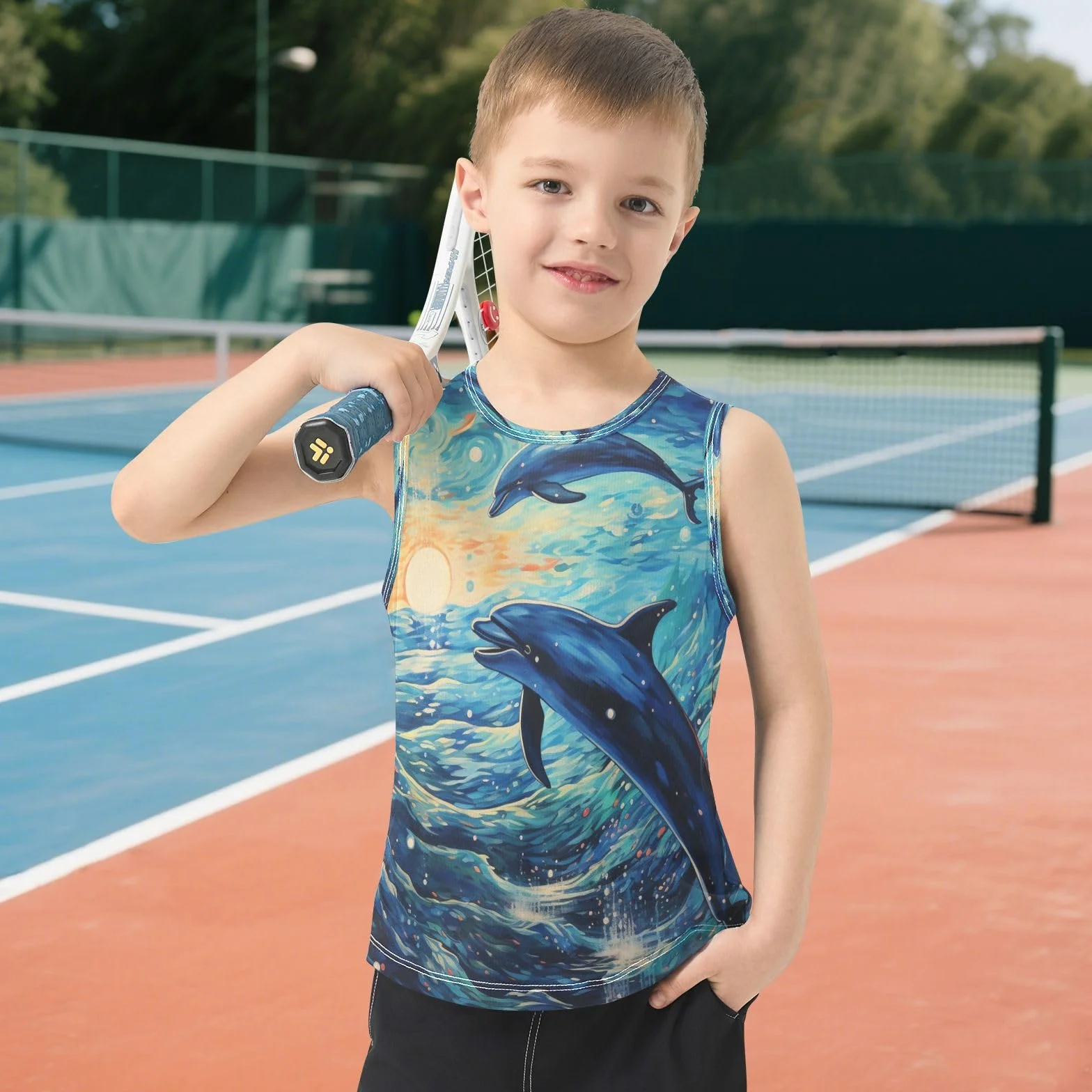 DelfíN ArtíStico Camisetas Sin Mangas Tipo Tank Top para Niños Jóvenes