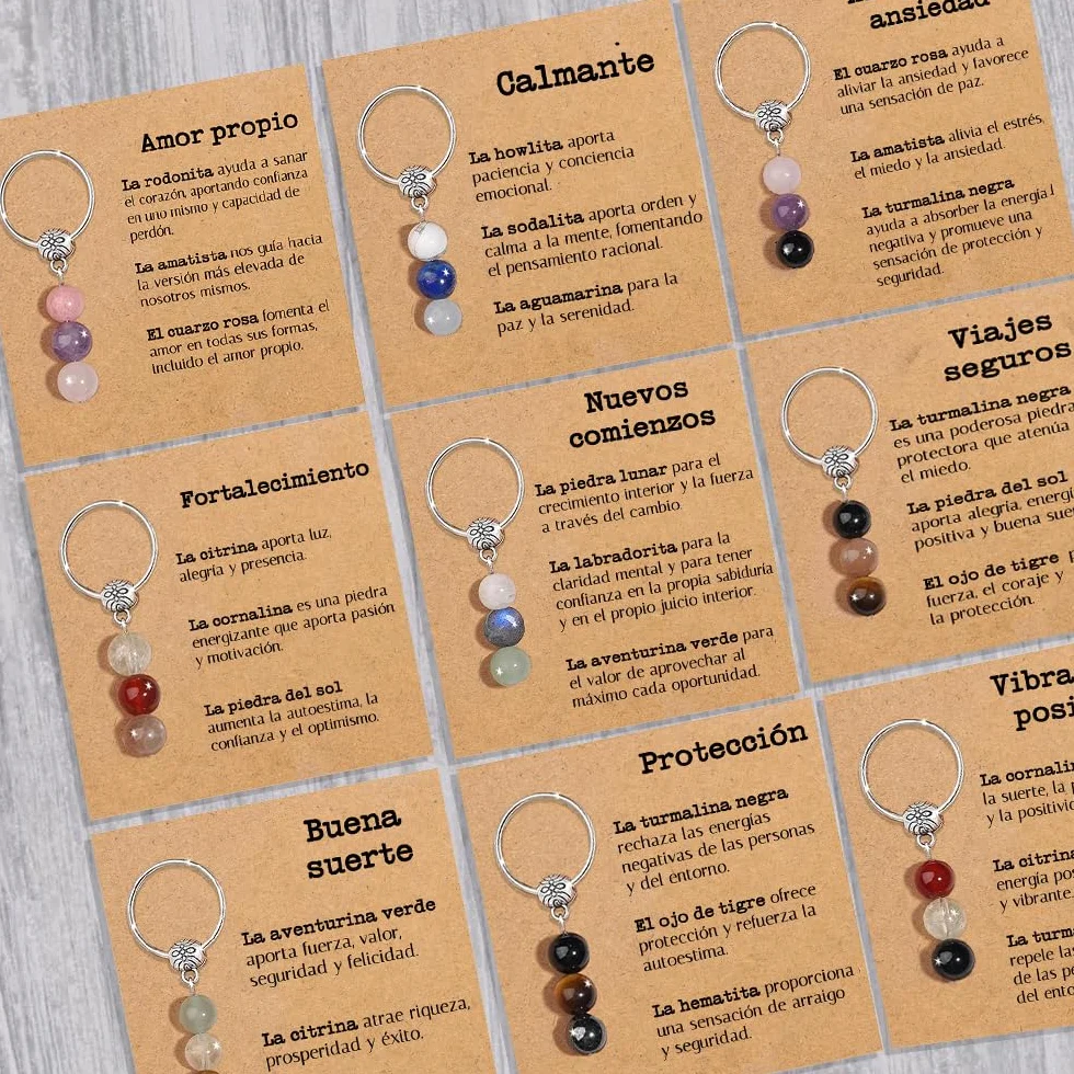 Bramart Llavero Personalizado con Cristales Naturales Regalo Piedras Curativas para Hombre y Mujer