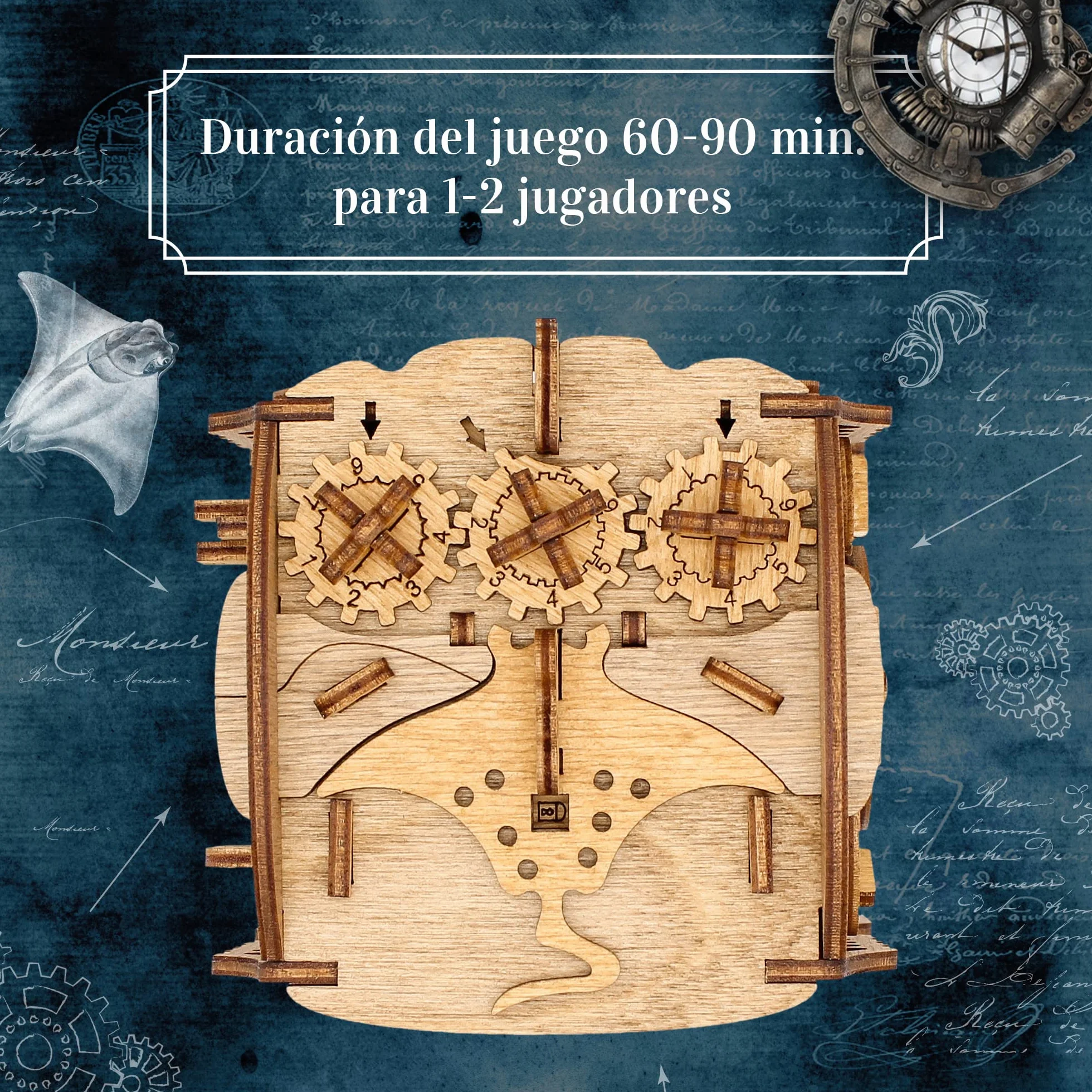 iDventure Cluebox - Capitán Nemo Nautilus - Juego de Escape Room - puzzle 3D de madera - caja misteriosa - caja secreta japonesa - regalo original - caja para dinero boda - rompecabezas para adultos