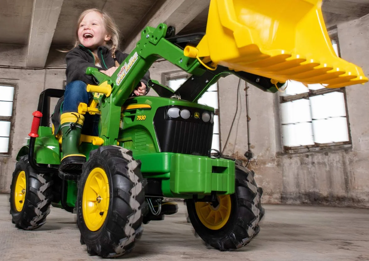 Rolly Schneider Novus 71 012 6 J. Deere 7930 - Tractor Miniatura con neumáticos, transmisión, Frenos y Pala de Carga (146 cm) [Importado de Alemania]
