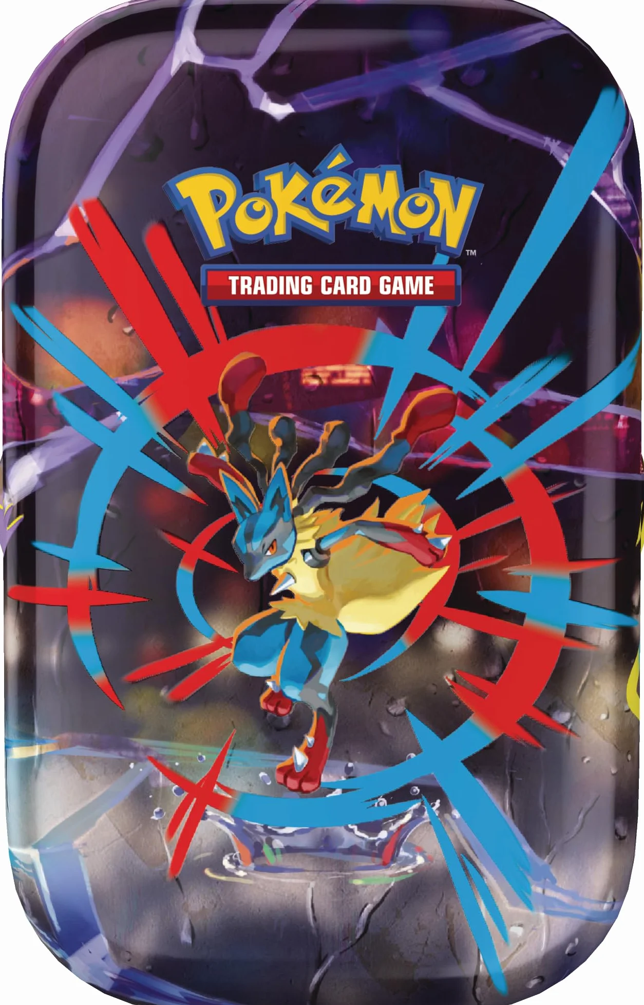 Pokémon: Minilata Megahéroes de Mega-Lucario de JCC Pokémon (1 Pegatina, 1 Tarjeta ilustrada y 2 Sobres de Mejora)
