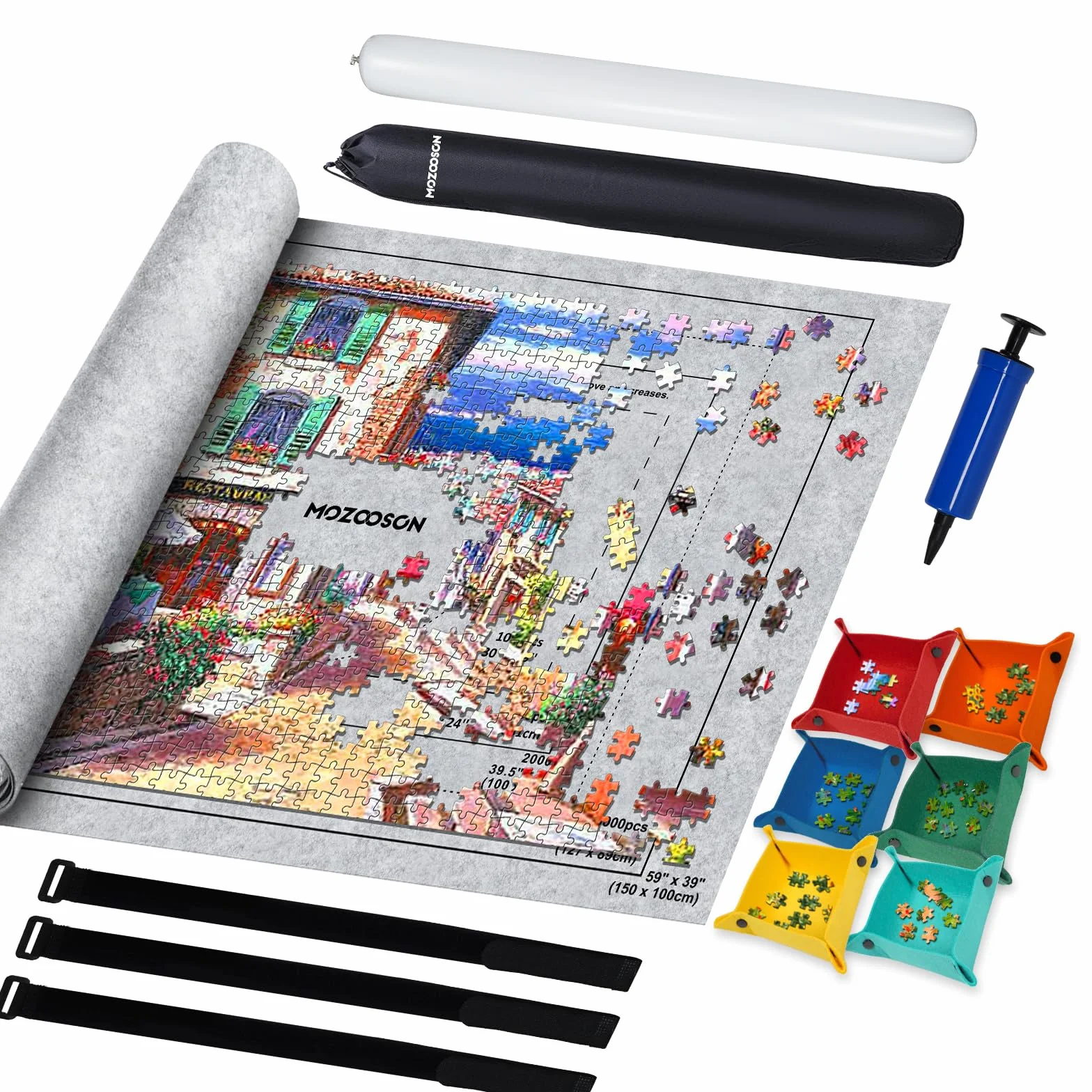 MOZOOSON Tapete Puzzle, Puzzle Mat Roll para Puzzle 1000 1500 2000 3000 Piezas para Adultos Niños, Fieltro Puzzles Tapete, Jigsaw Puzzle Roll Pad, Accesorio para Guardar los Puzzles