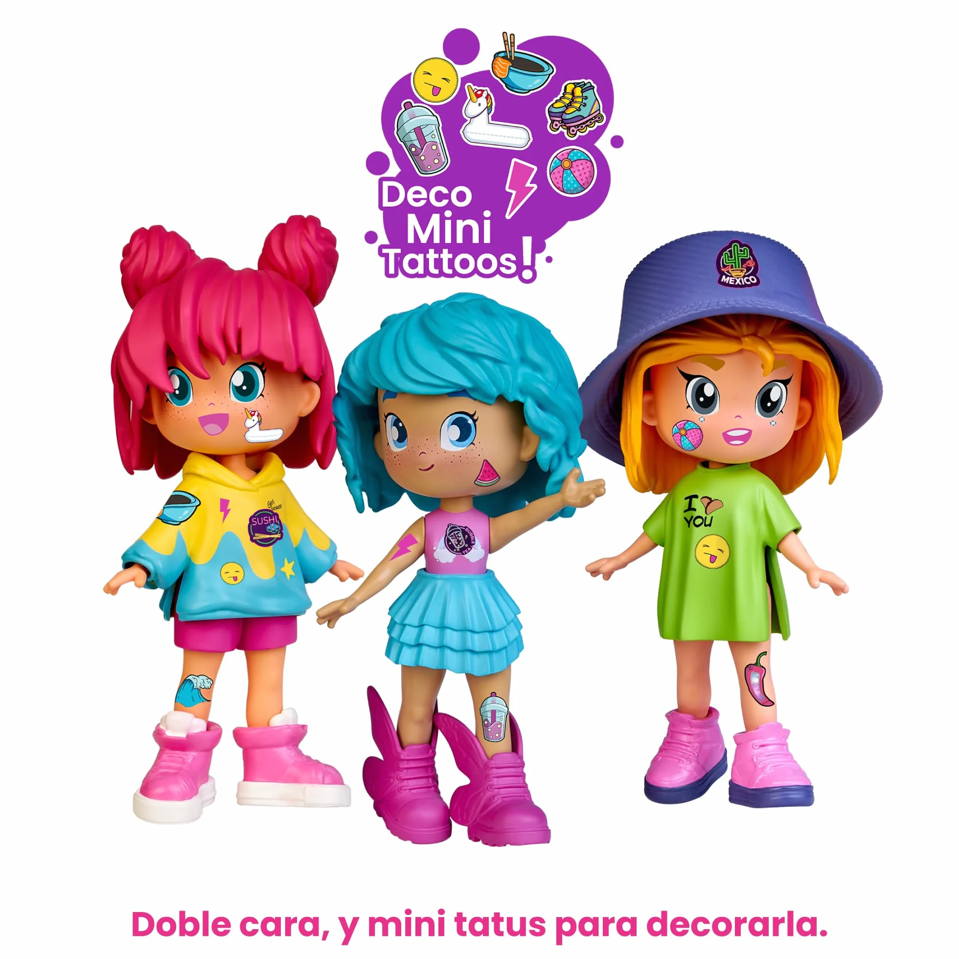 Pinypon TOP Bubble Tea Girl, Chica TOP con Temática Té de Burbujas, Figura Articulada de Brazos y Piernas, Doble Cara y Ropa y Zapatos Intercambiables, Sobre con Accesorios, +4 años, Famosa (PNN01300)