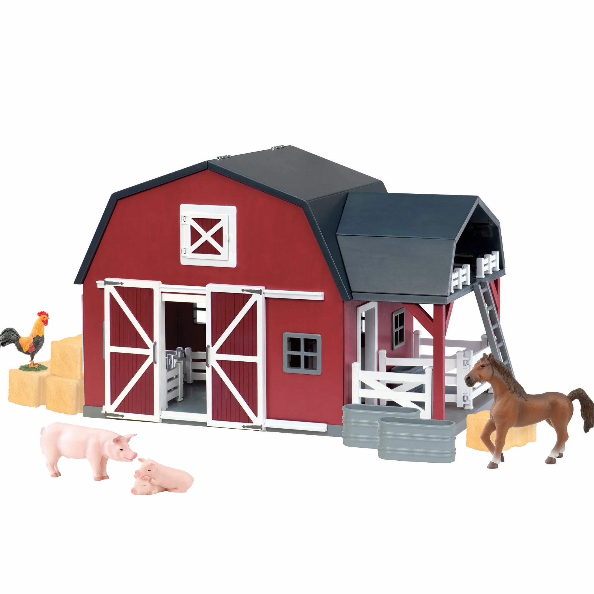 TERRA by Battat - Granero de Madera - Caballo de Juguete - Juego de Animales - Animal Barn