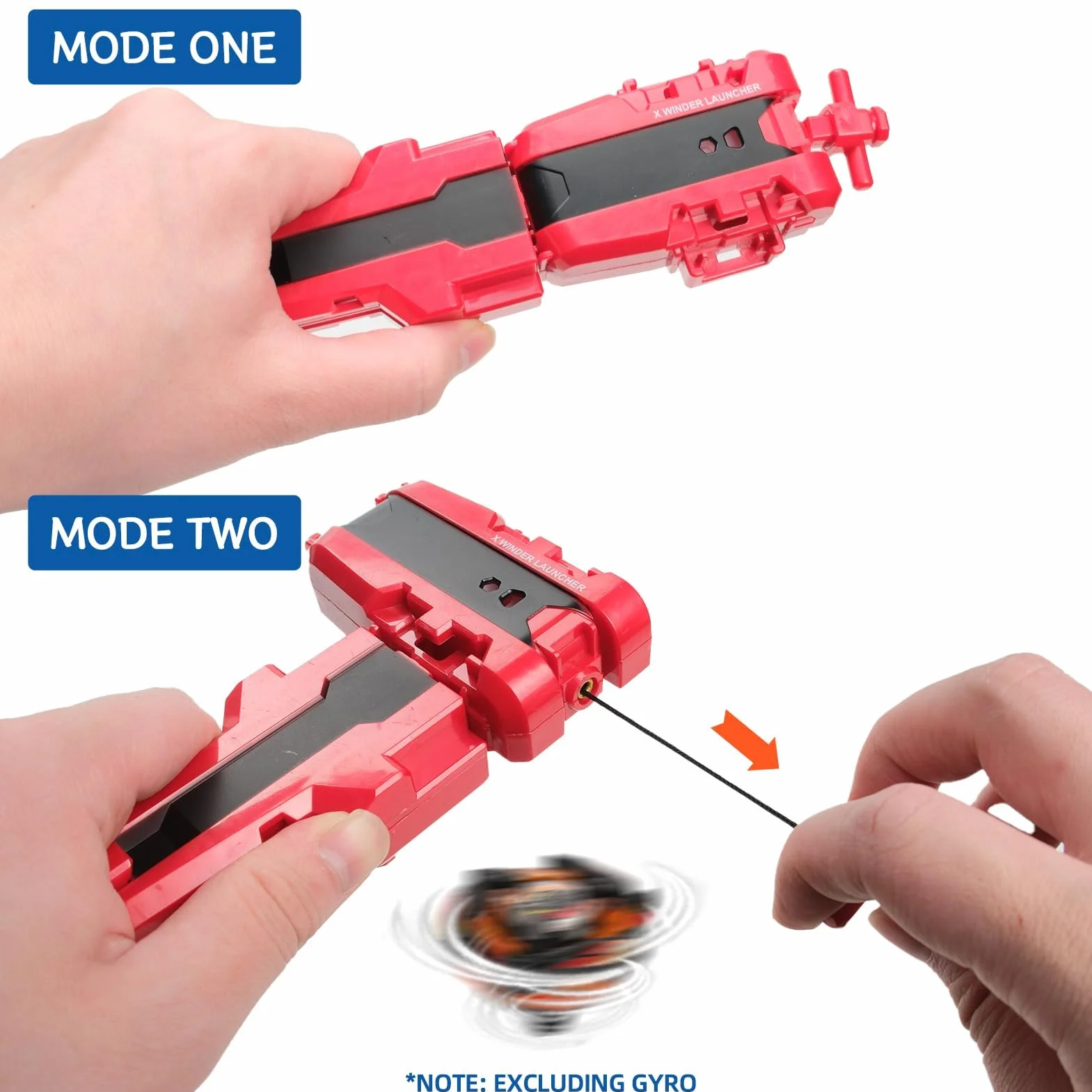 AIBREAY Lanzador X Series con Mango para Peonzas, 2 Piezas Lanzador con Cuerda, Compatible con X Gyro y Spinning Tops de Alta Velocidad, Ideal para Batallas y Competencias (Negro+Rojo)