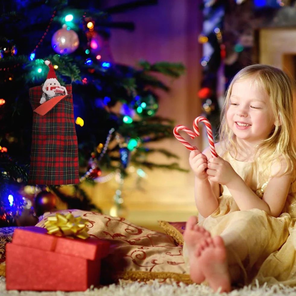 Saco de dormir elfo,paquete de 2 saco de dormir a cuadros rojos de 5,51x12 pulgadas para muñeco de duende,duendes que se comportan mal accesorios decoraciones de muñeco de Navidad,muñeca no incluida