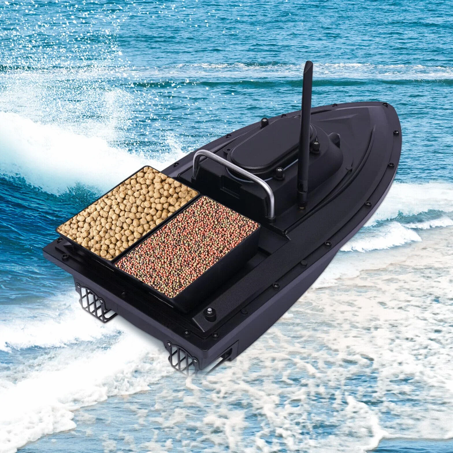 Barco de cebo RC con 2 Hoppers 5200mAh 300M barco arrancador remoto