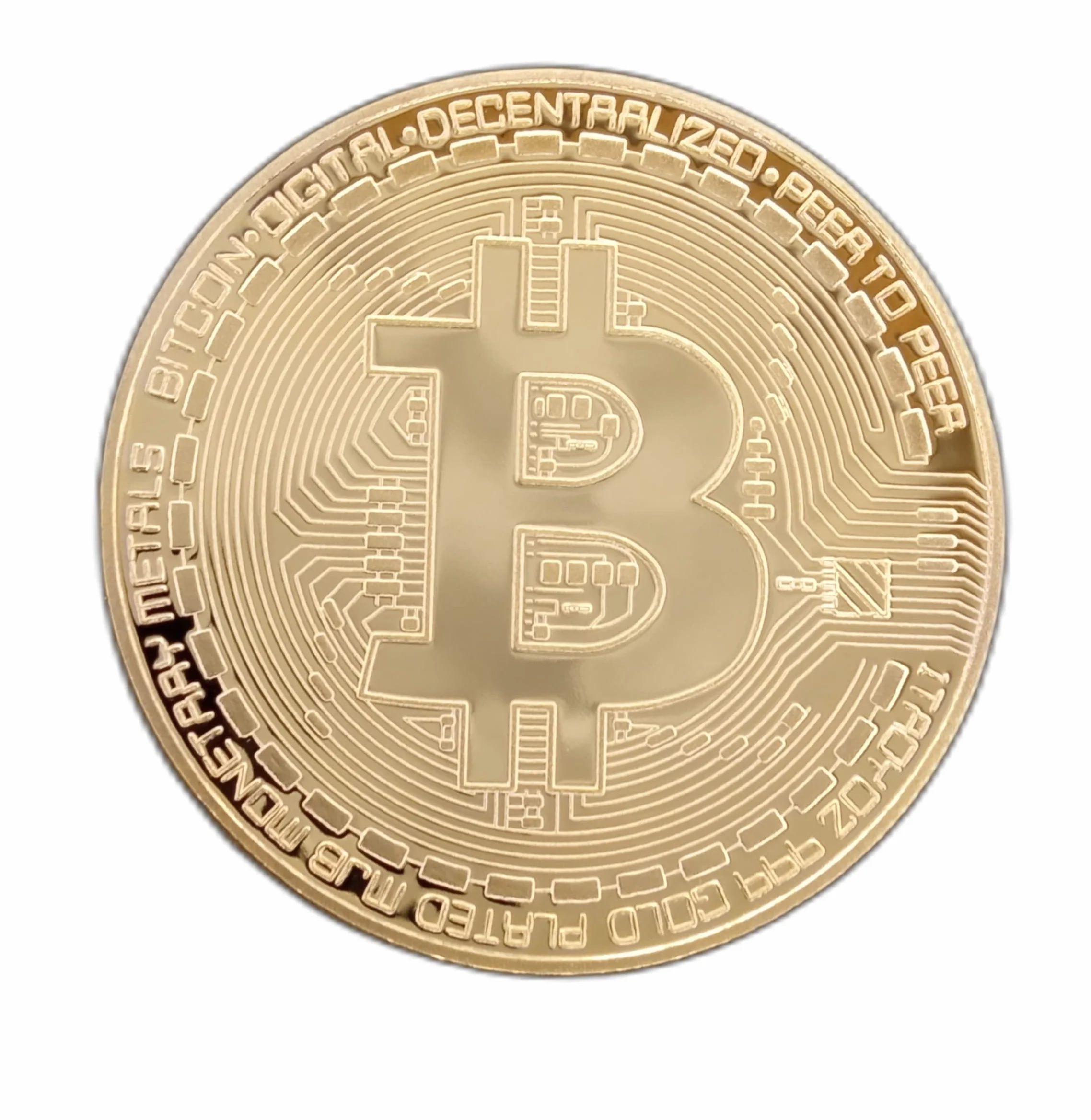Bitcoin Moneda Física Bañada En Oro De 24k, Incluye Protector Acrilico Redondo