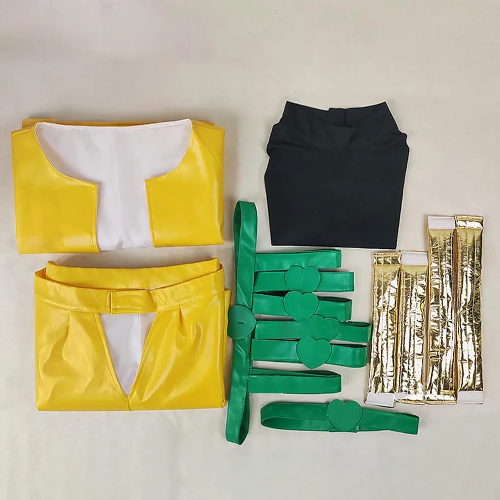 Dio Brando - Disfraz de cosplay de anime con máscara de piedra, traje de uniforme con peluca, conjunto completo de abrigo amarillo, pantalones para fiesta de Halloween