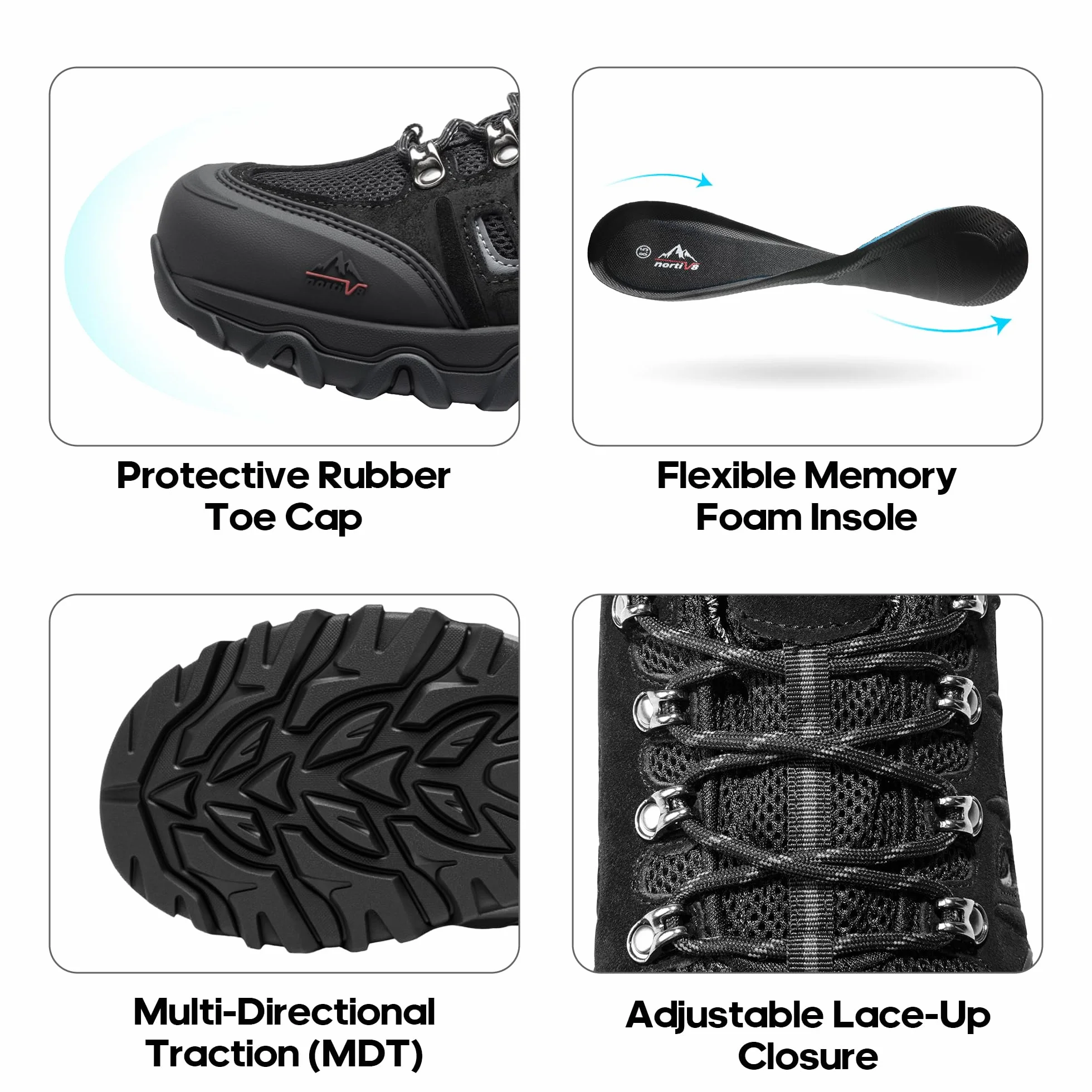 NORTIV 8 Zapatillas Hombre Trekking Transpirables Punta Protectora Senderismo Antideslizantes
