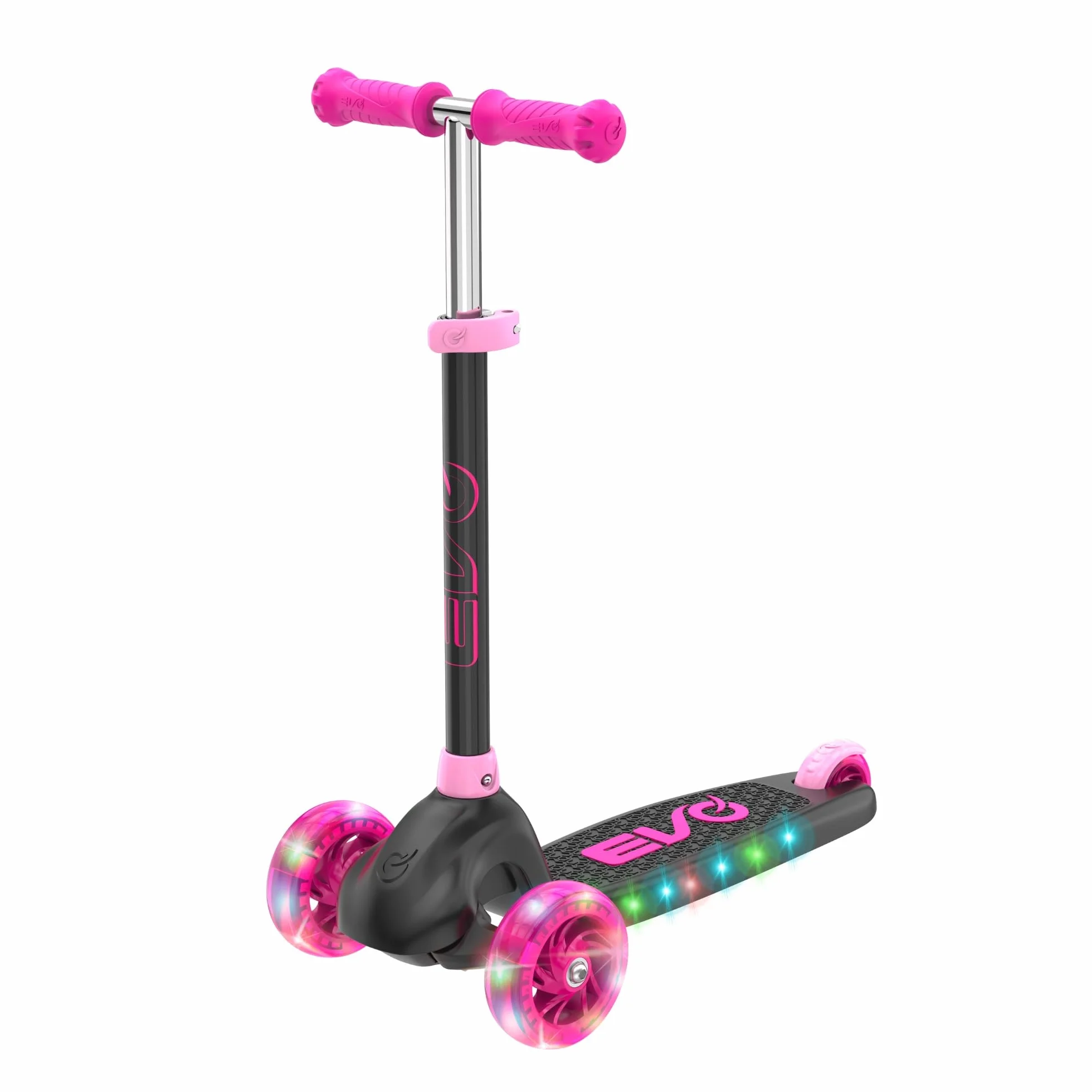 EVO Eclipse - Patinete iluminado de 3 ruedas | Patinete de empuje para niños con altura de mango ajustable | Scooter de altura de mango ajustable para niños y niñas | Patinete para niños de 3 a 12