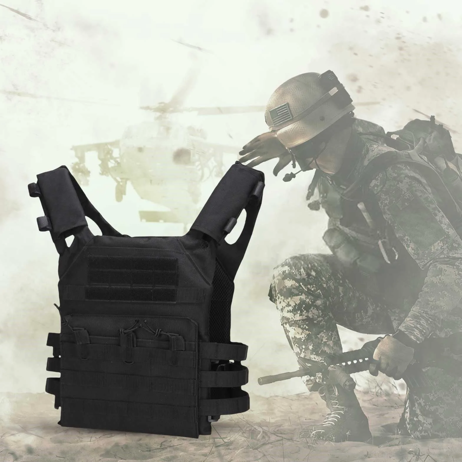 Chaleco táctico ligero de liberación rápida para airsoft paintball tiro camuflaje transpirable
