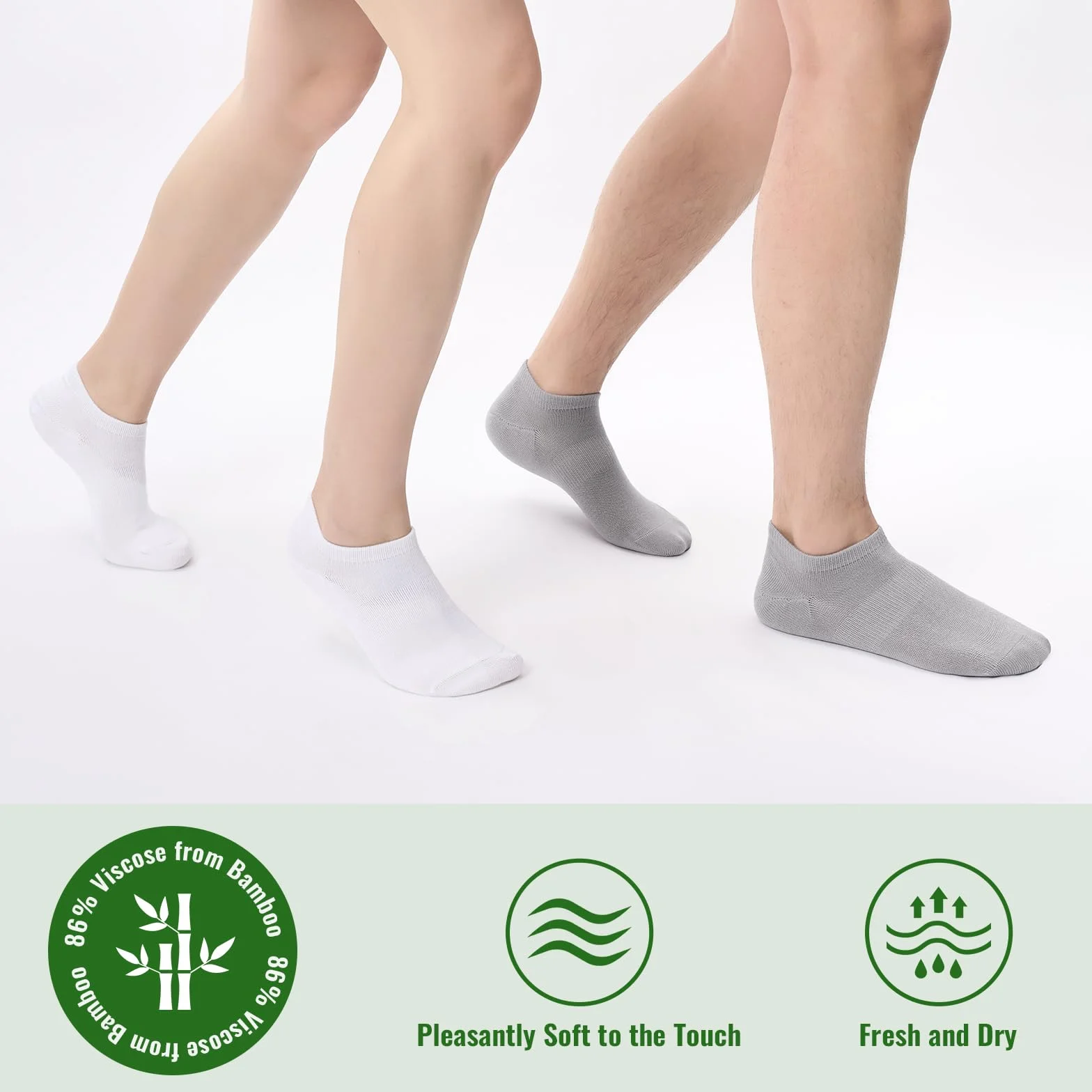 Calcetines Invisibles de Bambú 6 Pares, Unisex Transpirables con Silicona Antideslizante, Talla 35-50