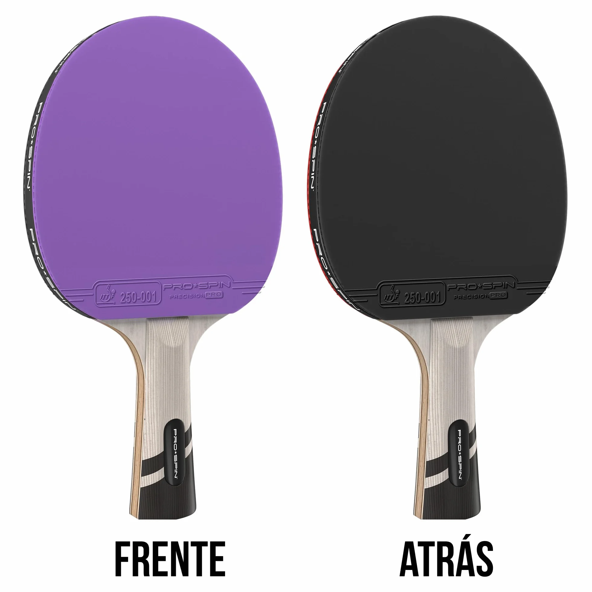 PRO-SPIN Palas de Ping Pong Homologada ITTF Fibra de Carbono Madera 7-Ply Goma Ofensiva Esponja 2 mm