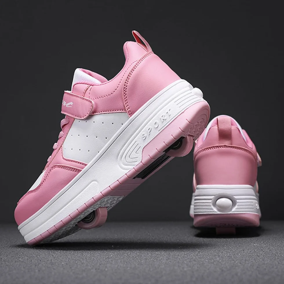 Zapatos con Ruedas para Niña y Niño Patines Retráctil 2 Ruedas Zapatillas Deportivas al Aire Libre 29-40 EU