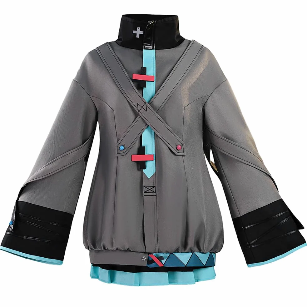 Zhongkaihua Miku - Disfraz completo de cosplay con chaqueta, falda, calcetines, tocados y decoraciones de cruz, traje de personaje de anime para cosplay, Halloween, carnaval para fanáticos