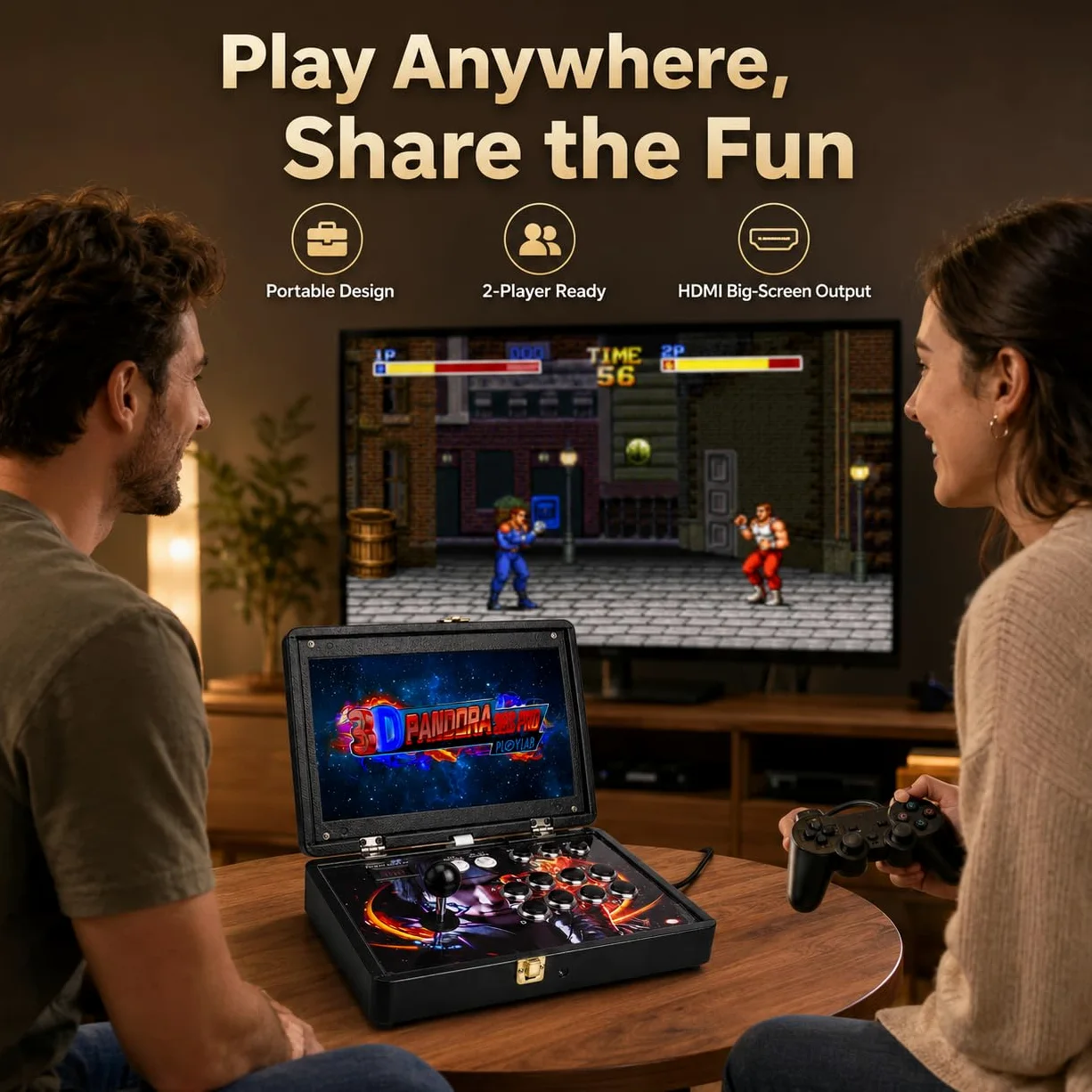 36S - Consola de juegos 3D Retro Arcade de 14 pulgadas, Full HD, 128 GB de almacenamiento | Máquina de juegos portátil WiFi HDMI con carcasa de metal para juegos clásicos de entretenimiento