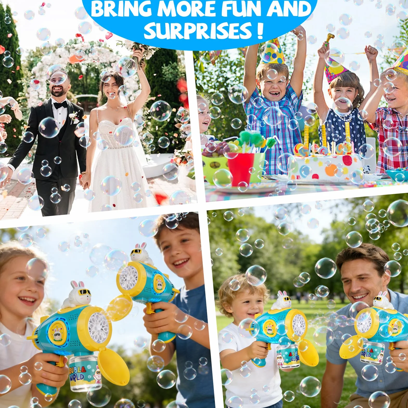 Pistola de Burbujas, Máquina Automática de Burbujas para Niños, 10000+ Burbujas por Min, Juguete de Pistola de Burbujas Recargable para Boda, cumpleaños, Fiesta, Pascua (Azul)