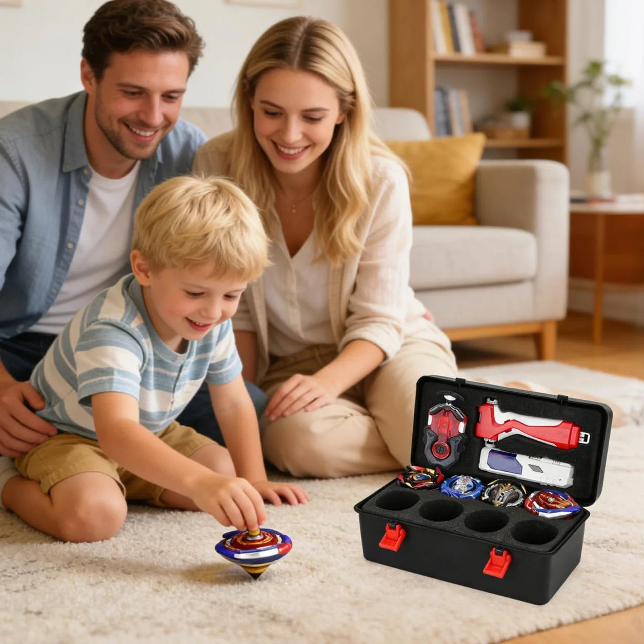 Gyro Organizer Aufbewahrungsbox mit Griff leichter Kunststoff Battling Top Aufbewahrungskoffer für Separates Fächer-Design schützt Zubehör tragbare Spielzeugbox für Reisen und