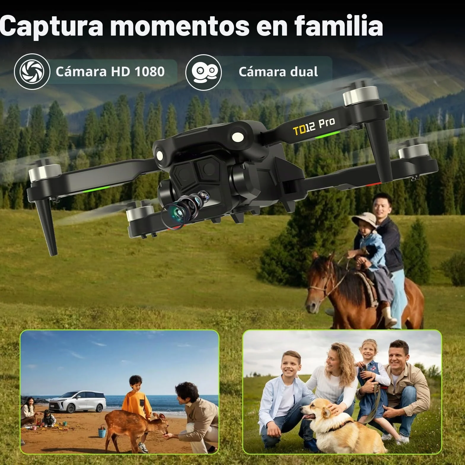 Toladrone TD12PRO Mini Dron con Cámara 1080P, Dron Plegable para Adultos, Cuadricóptero RC