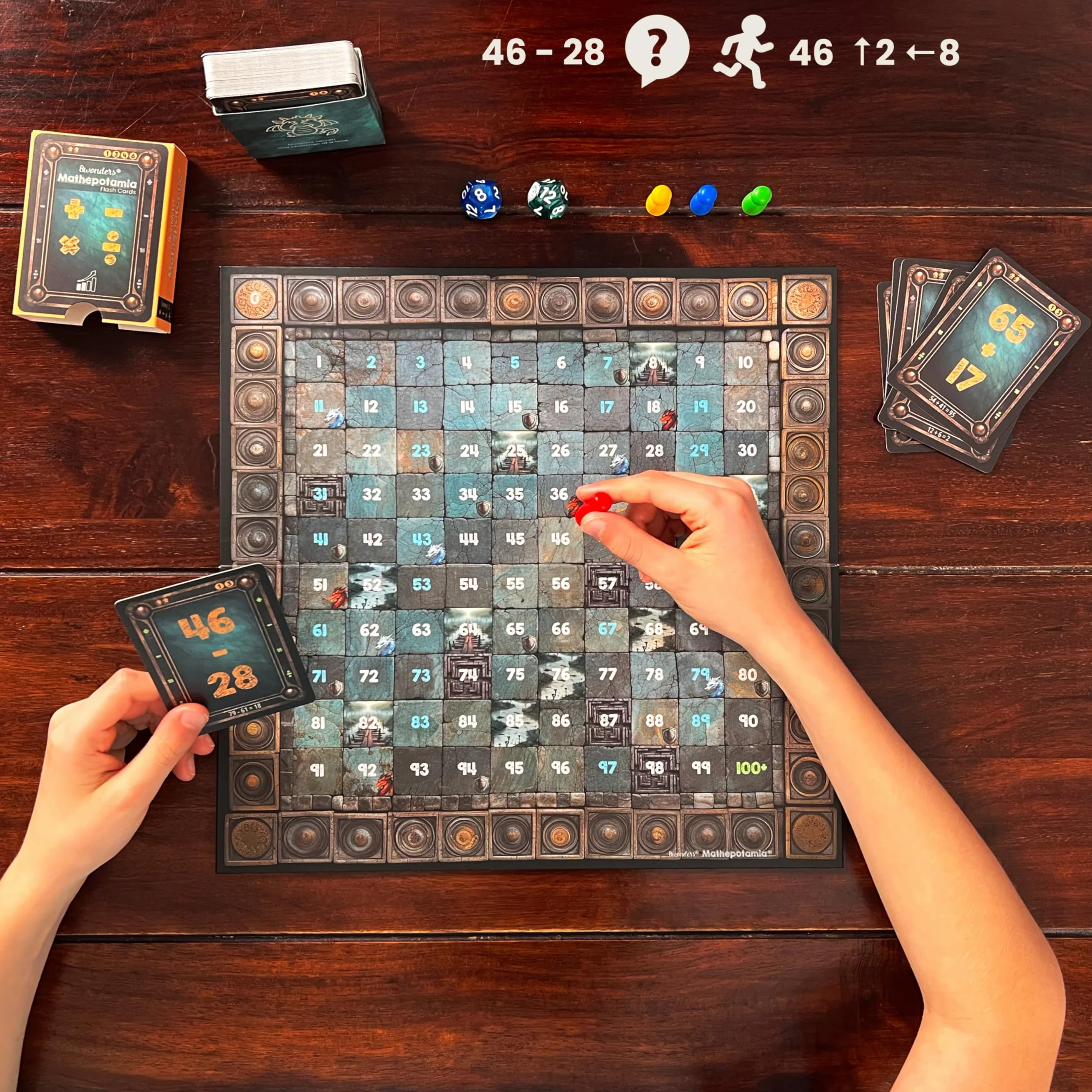 Mathepotamia Juego de matemáticas: cálculo y Tablas de multiplicar con 4 Niveles y 7 Modos para niños 5-9 años | Practicar matemáticas y cálculo Mental | Juego de Mesa Educativo Idea Regalo