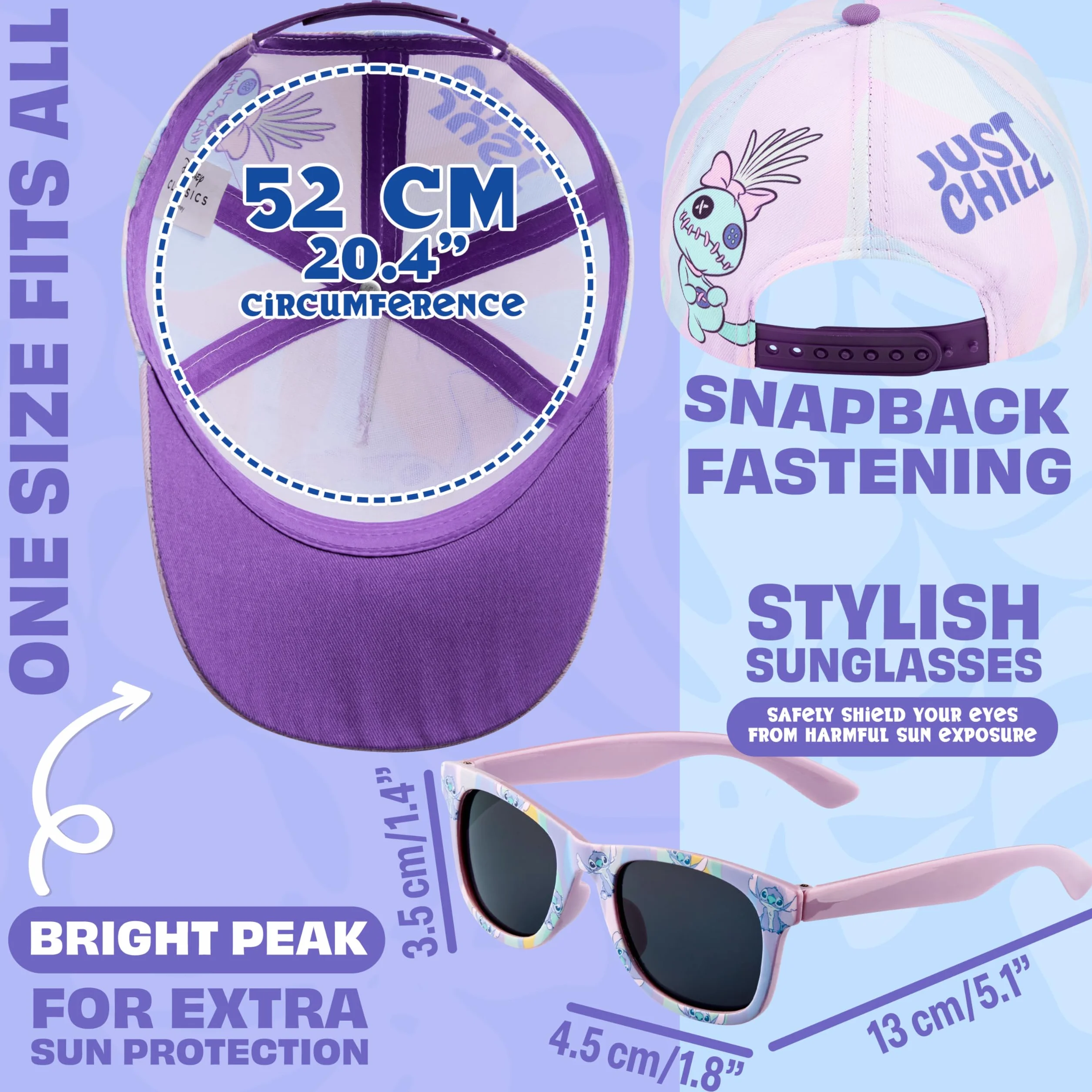 Gafas de Sol y Gorra Niña Proteccion Solar UV400 Ajustable Accesorios Viajes