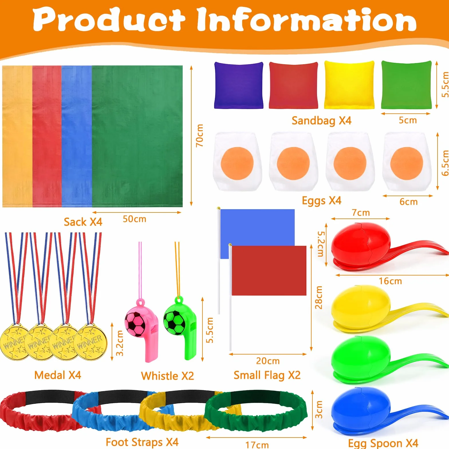 Juegos Exterior Niños Jardin 4 in 1 Kit de Carreras de Sacos