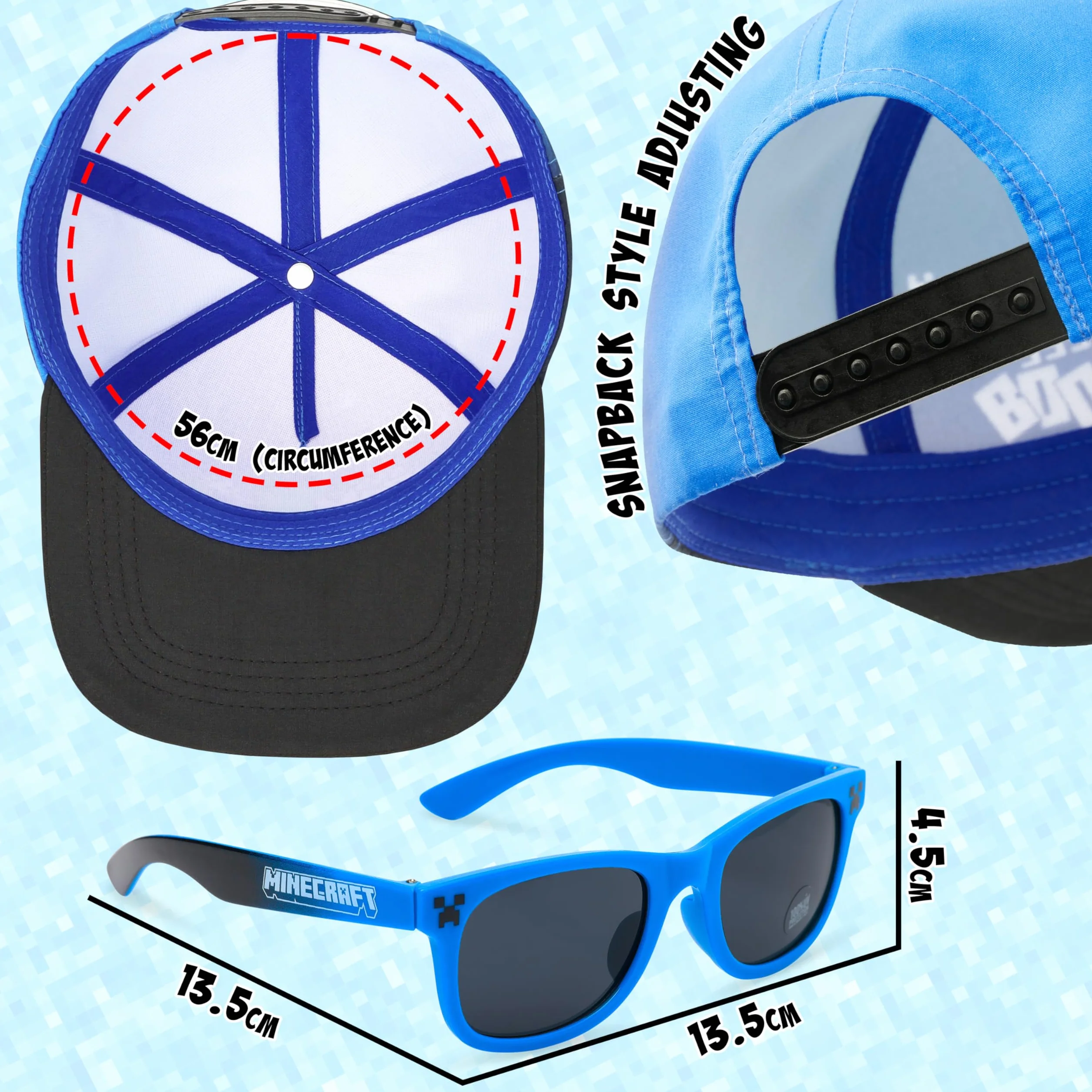 Minecraft Gorra Niño Gafas Sol Proteccion UV 100% Creeper Gorra Béisbol Verano Regalo