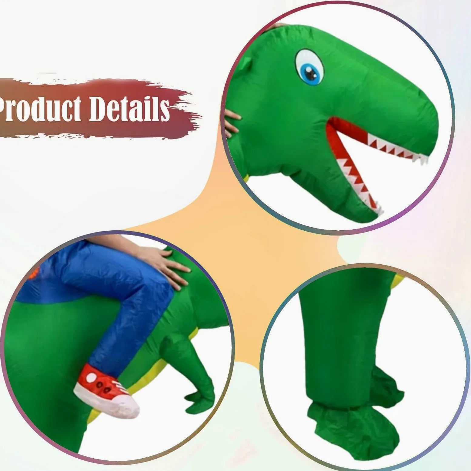 F Fityle Disfraz inflable dinosaurio cuerpo completo, disfraz fiesta elegante, cosplay para actuación en