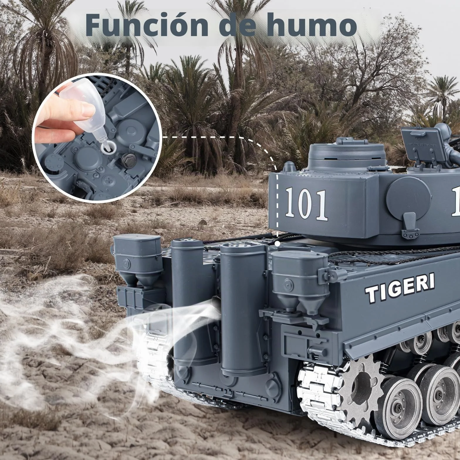 Supdex Tanque Teledirigido Batalla 1/18, RC Tiger I, 2.4Ghz Anque Control Remoto, Tanque Teledirigido con Sonido y Humo, Radiocontrol Kit de Juguete de para Adultos y Niños