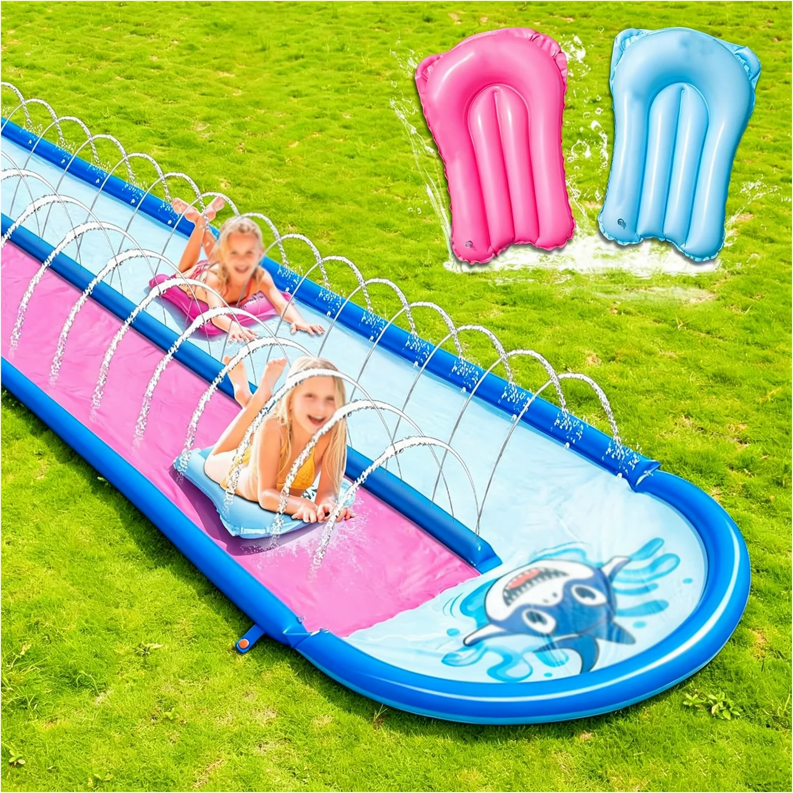 TobogáN AcuáTico Extra Largo Para JardíN,Con Aspersor Integrado Y 2 Bodyboards,Resistencia NiñOs Adultos,Juguete Actividad DiversióN AcuáTica Fiestas Verano Al Aire Libre,En El JardíN O Patio Trasero(