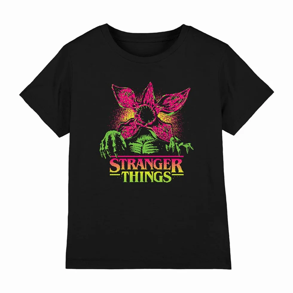 Stranger Things Neon Demogorgon Kids T Shirt Black Unisex