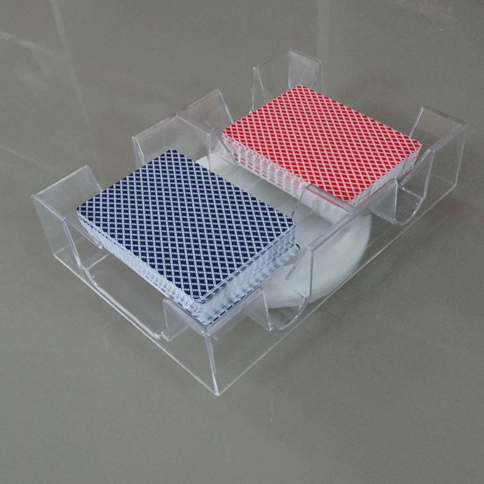 Bandeja giratoria de 2 cubiertas/6 cubiertas, giratoria suave de 360 grados, bandeja de cartas de juego, práctico titular de cartas, organizador de juegos de cartas transparente