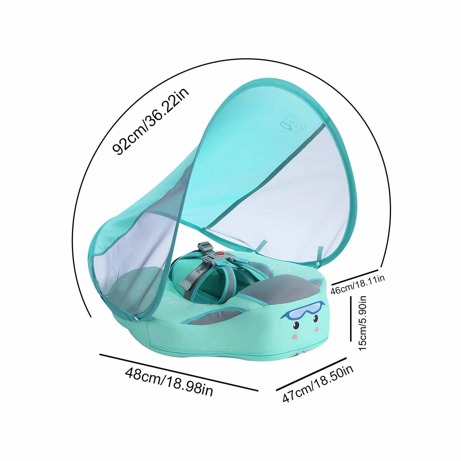 Flotador para Bebés para Natación Flotador Infantil para Piscinas | Flotador De Exterior Con Protección Solar Para Verano, Playa, Lagos Y Vacaciones Para Bebés De 3 A 24 Meses