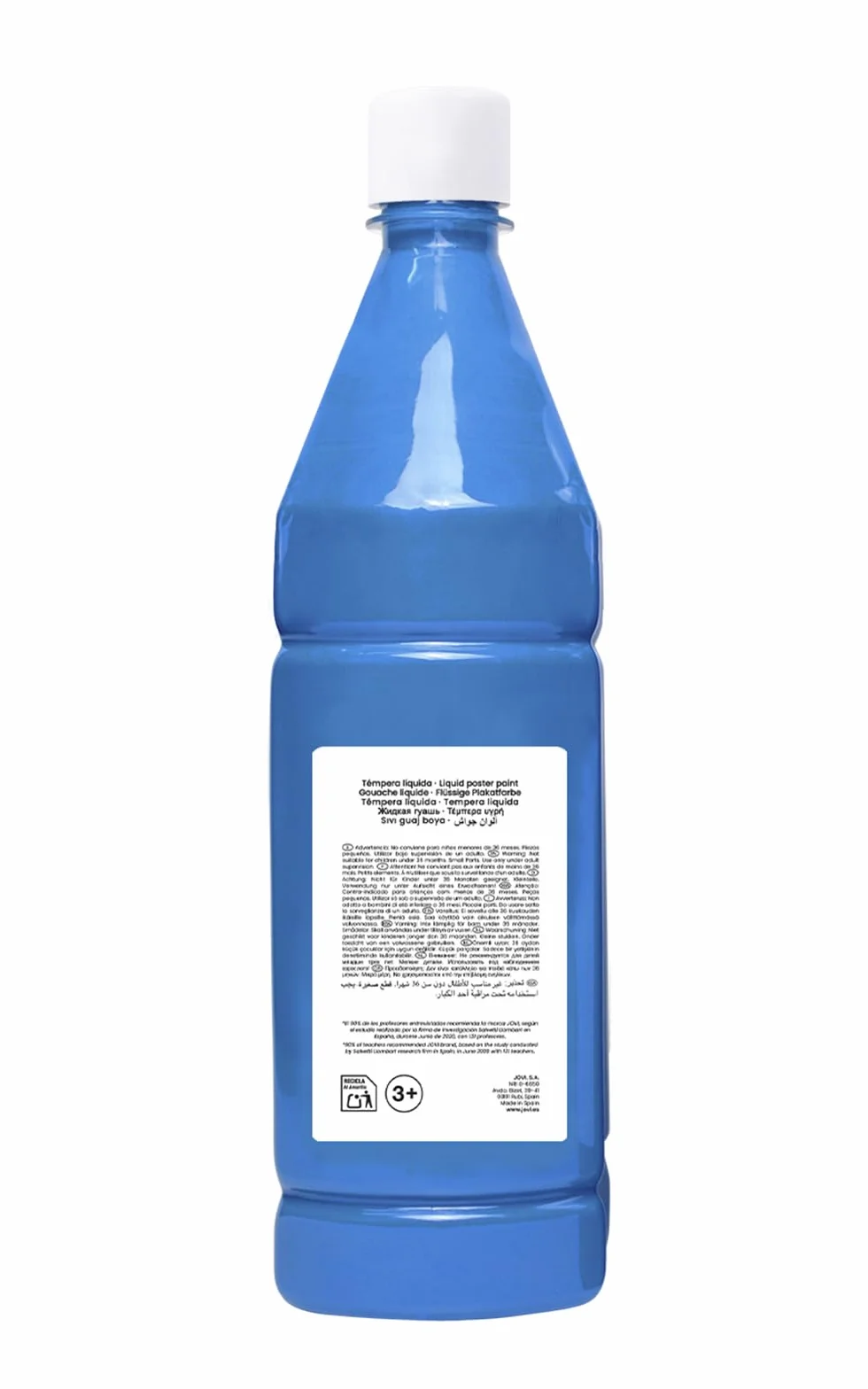 Jovi 511 - Témpera líquida, Azul Cyan, 1000 ml | Pintura a base de ingredientes naturales, Fácil de lavar, Sin gluten
