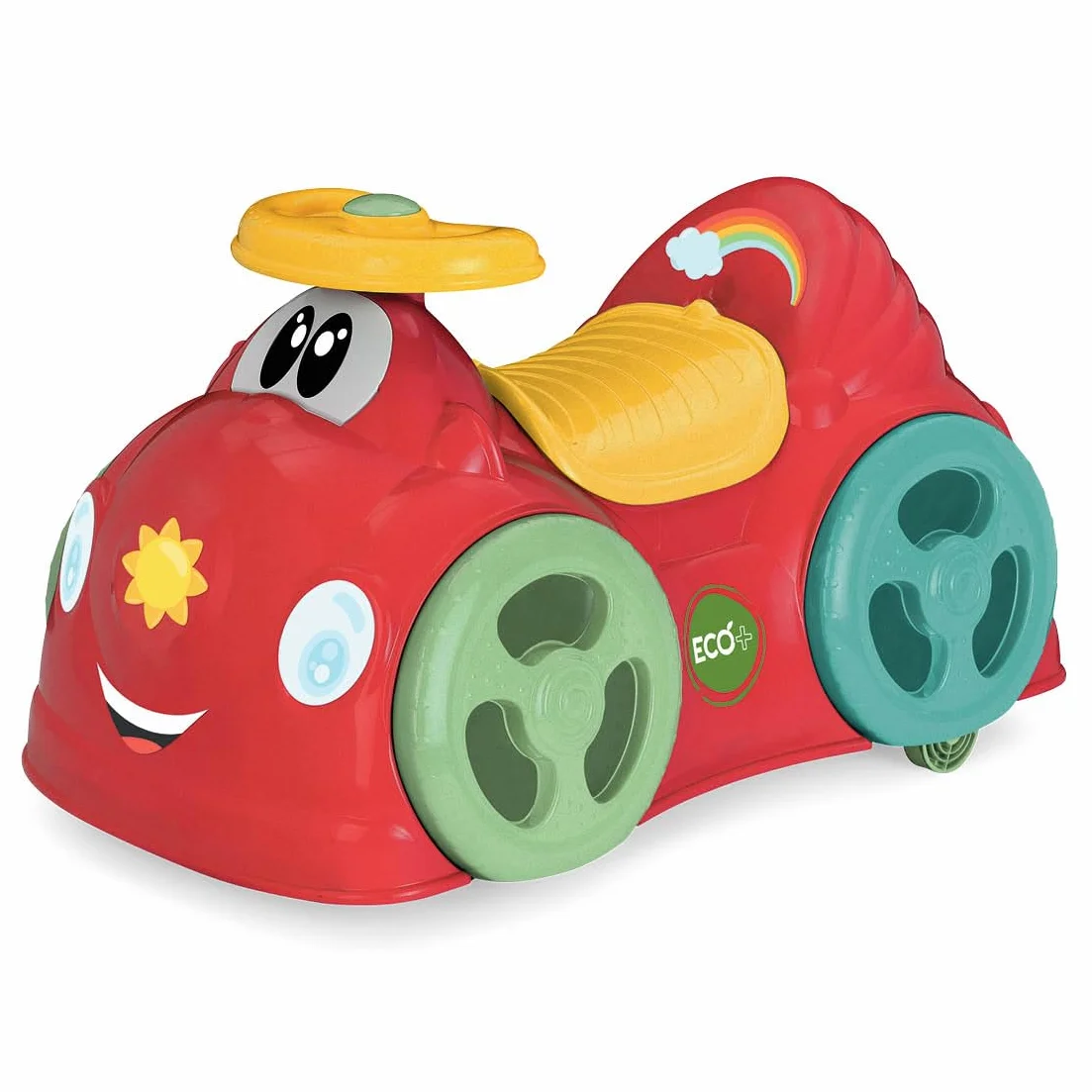 Chicco All Around, Eco+ Rojo, Correpasillos para Niños 1 a 3 Años (Máx. 20 kg), Fabricado en Italia, 75% Plástico Reciclado, Ruedas Giratorias, Claxon Mecánico, Almacenamiento, Pegatinas Incluidas