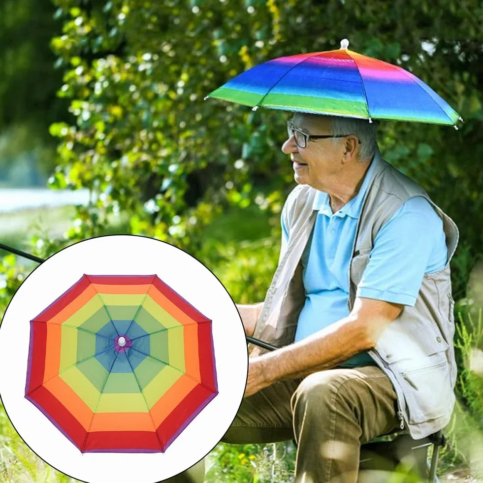 Cerioll Paraguas De Cabeza Anti-UV Gorra Plegable Protección Solar para Pesca Camping Jardinería