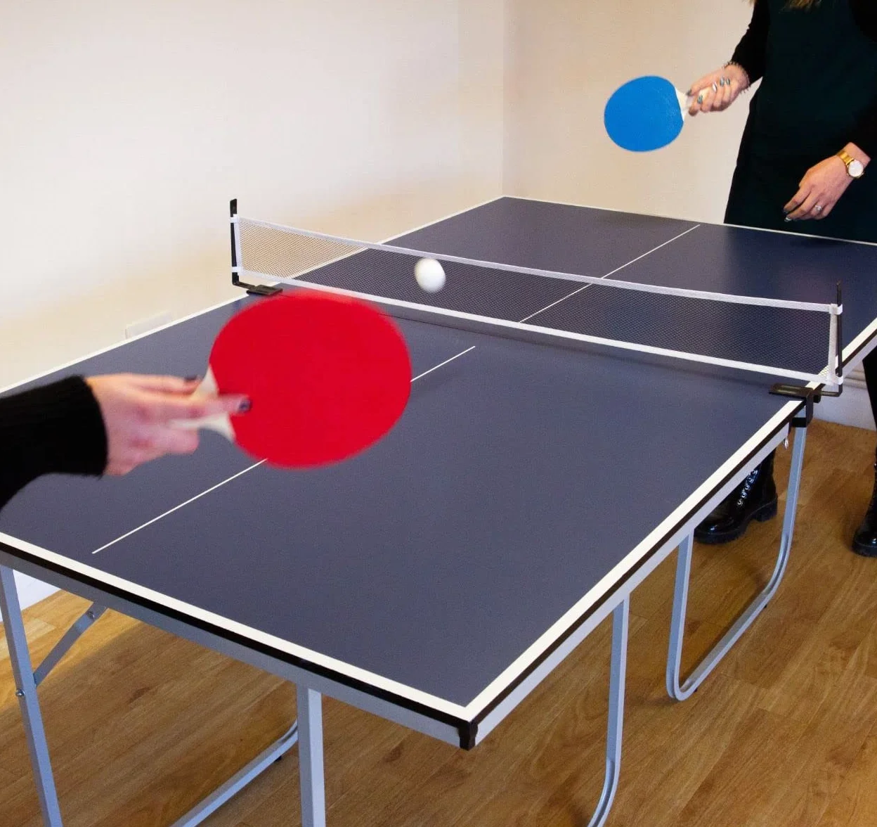 Mesa de Ping Pong Plegable 76.5x102.5x181cm Hierro MDF con Red Paletas Pelotas