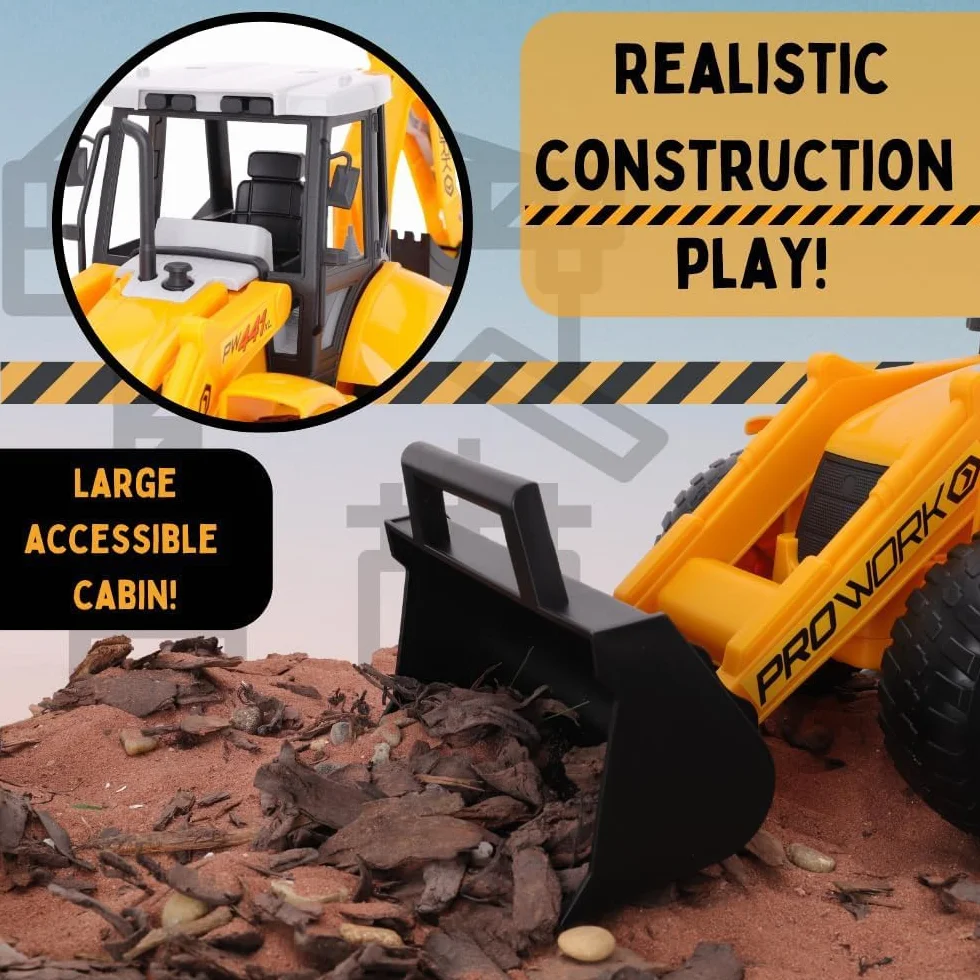 Toyland® 72cm (28") Juguete retroexcavadora Grande – Camión Excavadora de construcción con Cargador Frontal móvil y Brazo de Excavadora Trasero – niños Mayores de 3 años