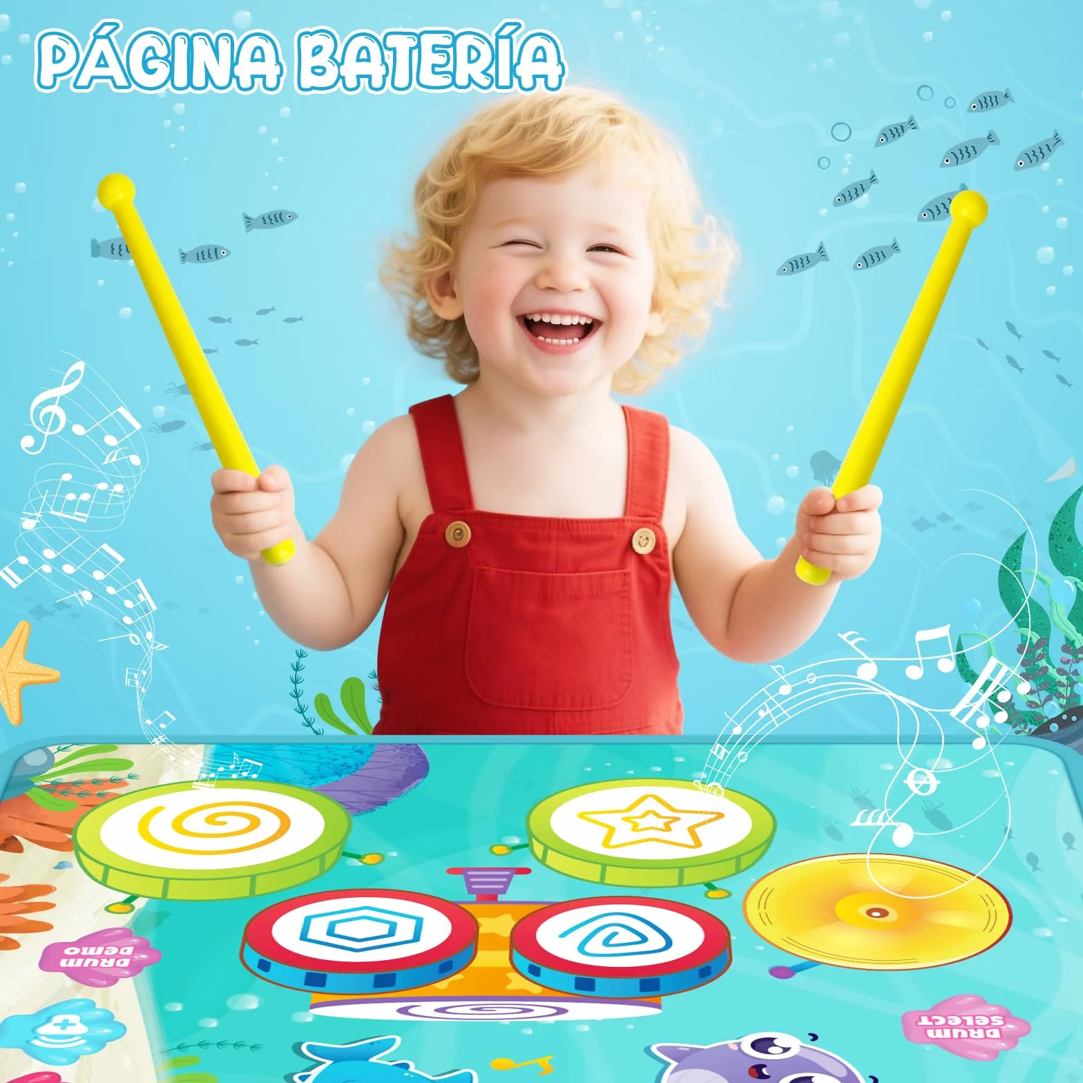 Juguetes 1 Niños Año, Alfombra Musical para Bebés con Piano, Tambor y 6 Animales Marinos, Regalo Ideal para Bebé Niños de 1 a 3 Años (Cumpleaños, Navidad, Bautizo)